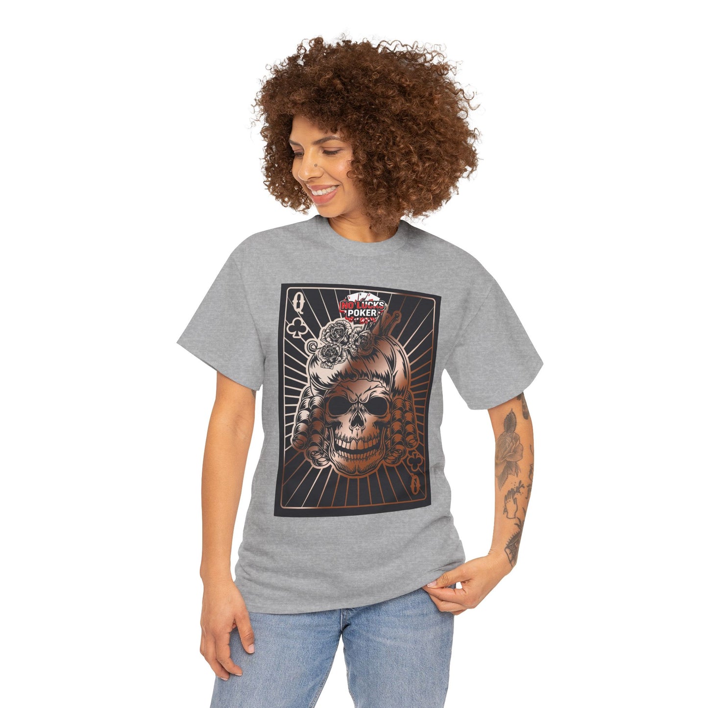 No Lucks Given Angry Queen of Clubs Copper Poker T-Shirt Must have Good Luck All-in