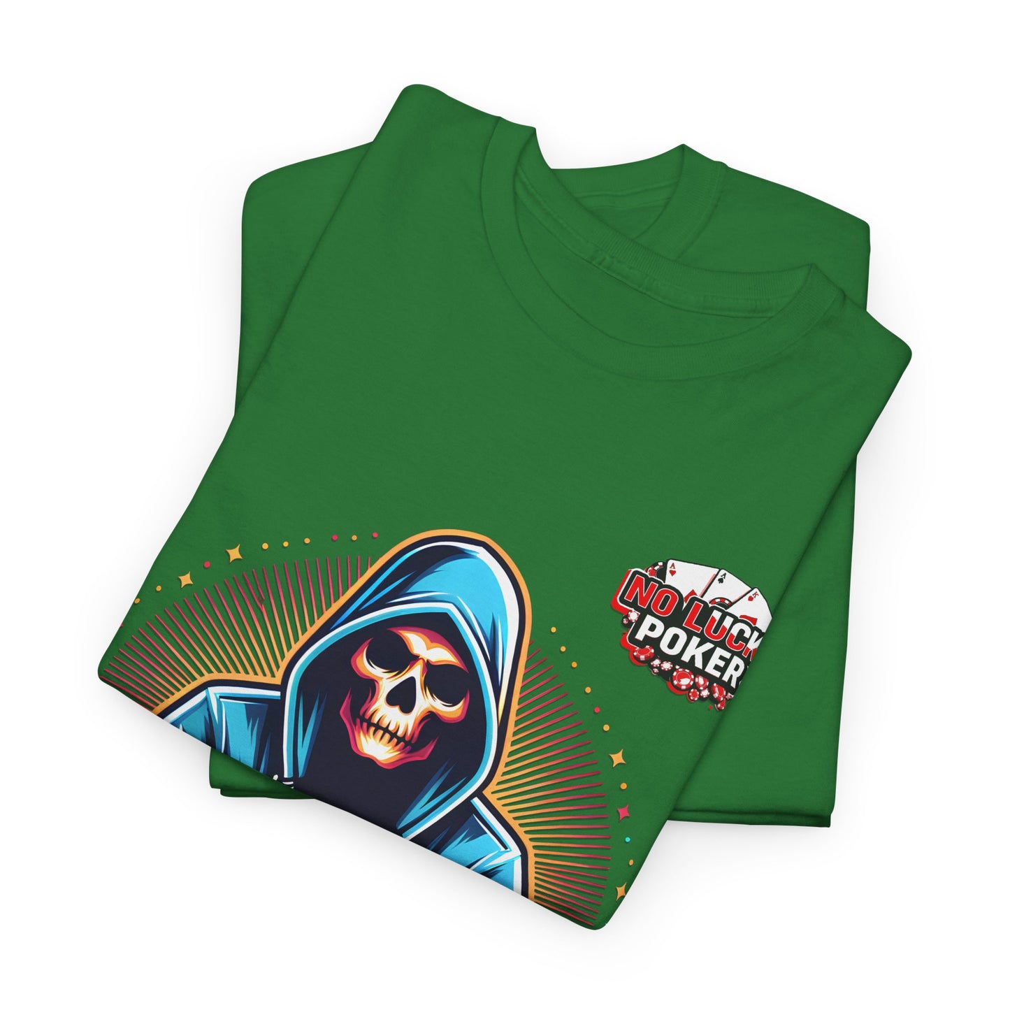 Poker Player with Skull at Poker Table 0 Lucks Given Unisex heavy cotton tee Poker Apparel