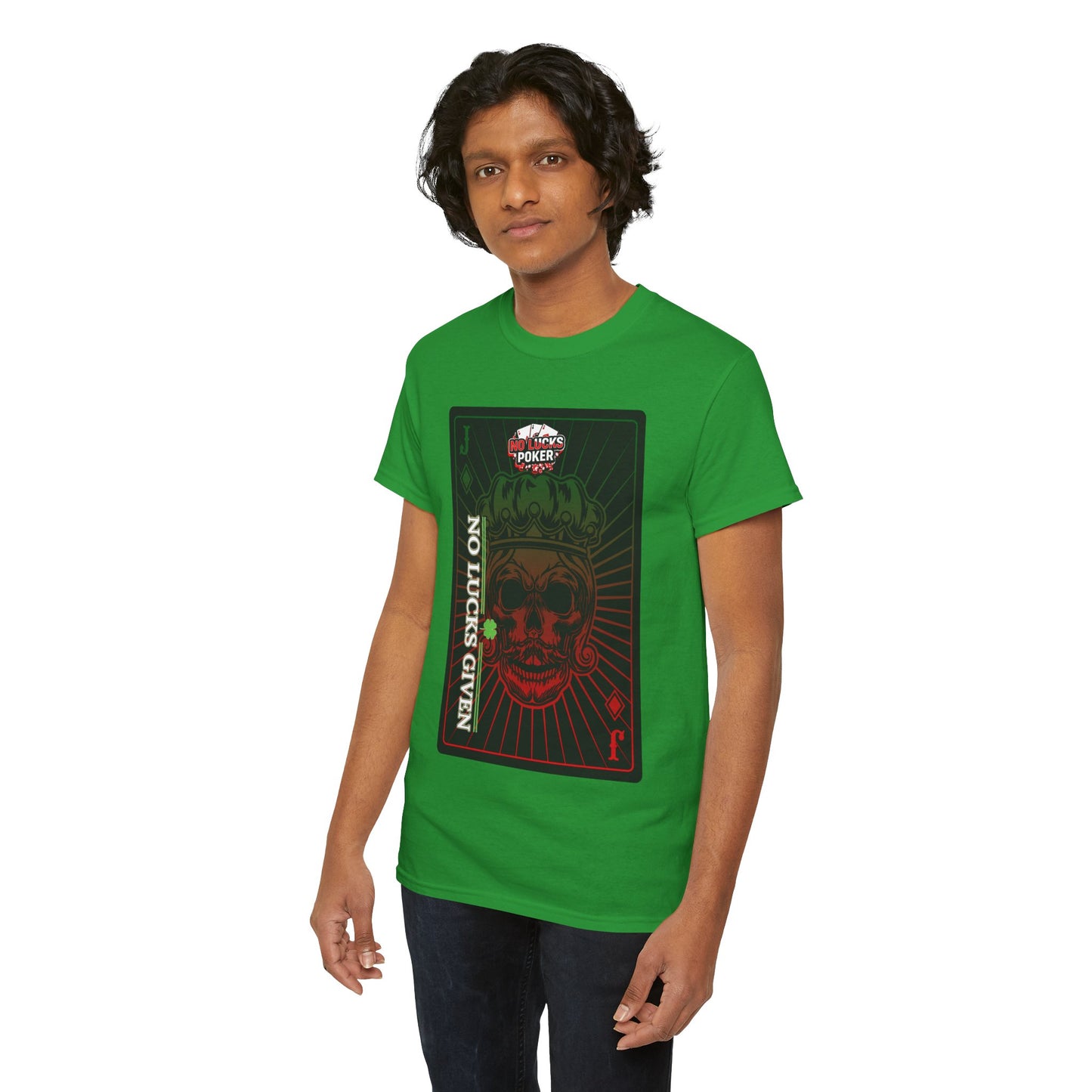 No Lucks Given – Jack Skull Crown Poker Tee (Green & Red Edition)