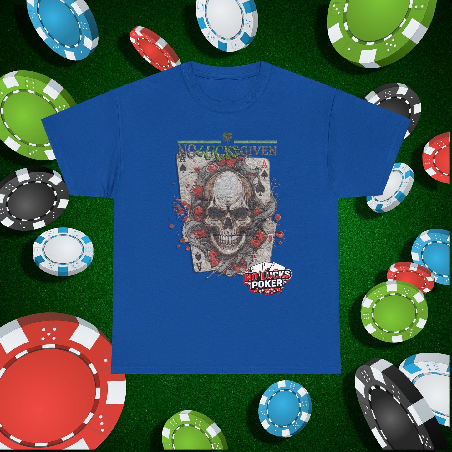 No Lucks Given Skull Breaking thru Ace of Spades T-Shirt Must have Good Luck All-in