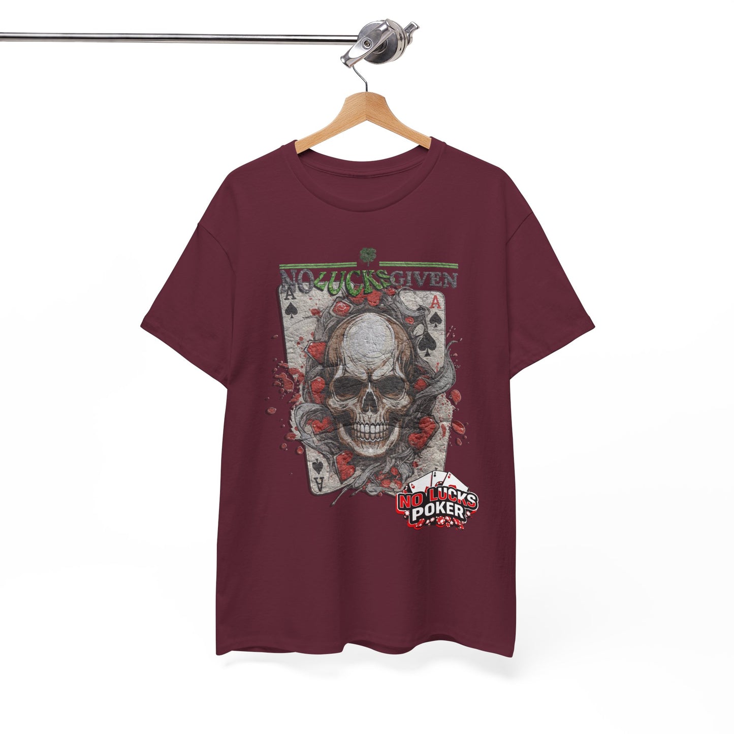 No Lucks Given Skull Breaking thru Ace of Spades T-Shirt Must have Good Luck All-in