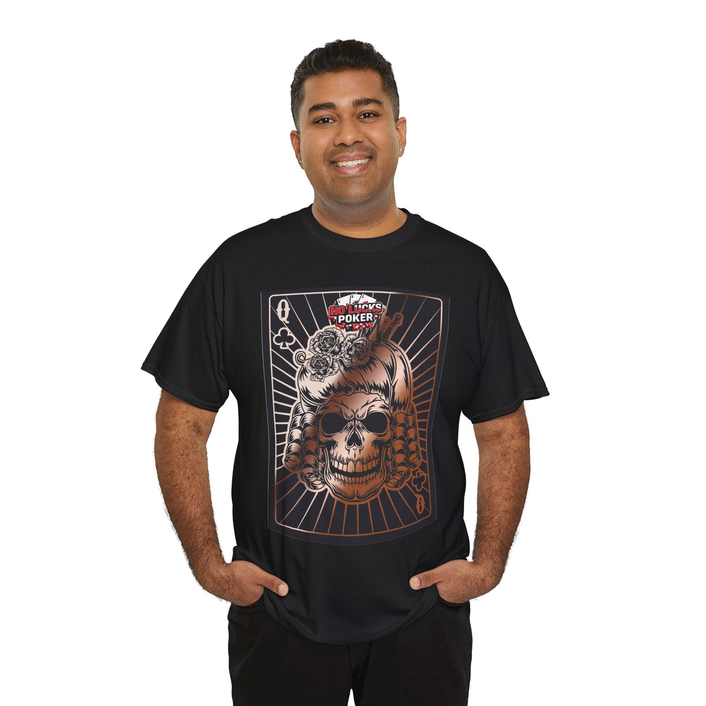 No Lucks Given Angry Queen of Clubs Copper Poker T-Shirt Must have Good Luck All-in