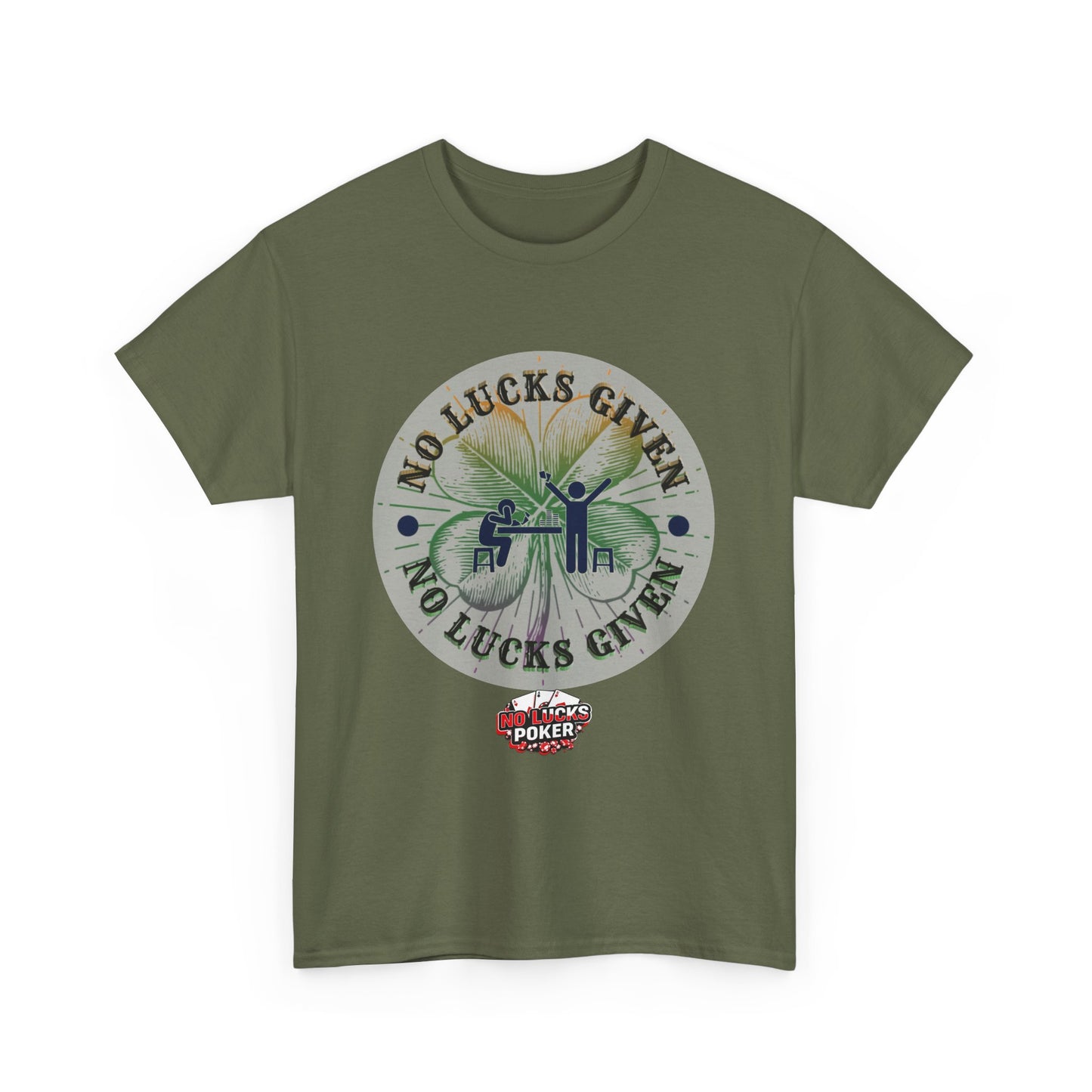 No Lucks Given – Large Clover Poker T-Shirt | Skill Over Luck