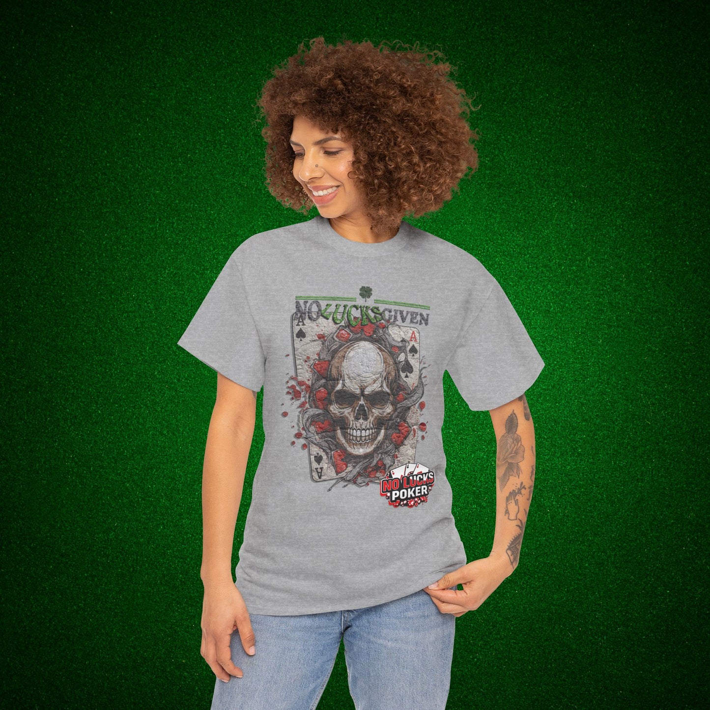 No Lucks Given Skull Breaking thru Ace of Spades T-Shirt Must have Good Luck All-in