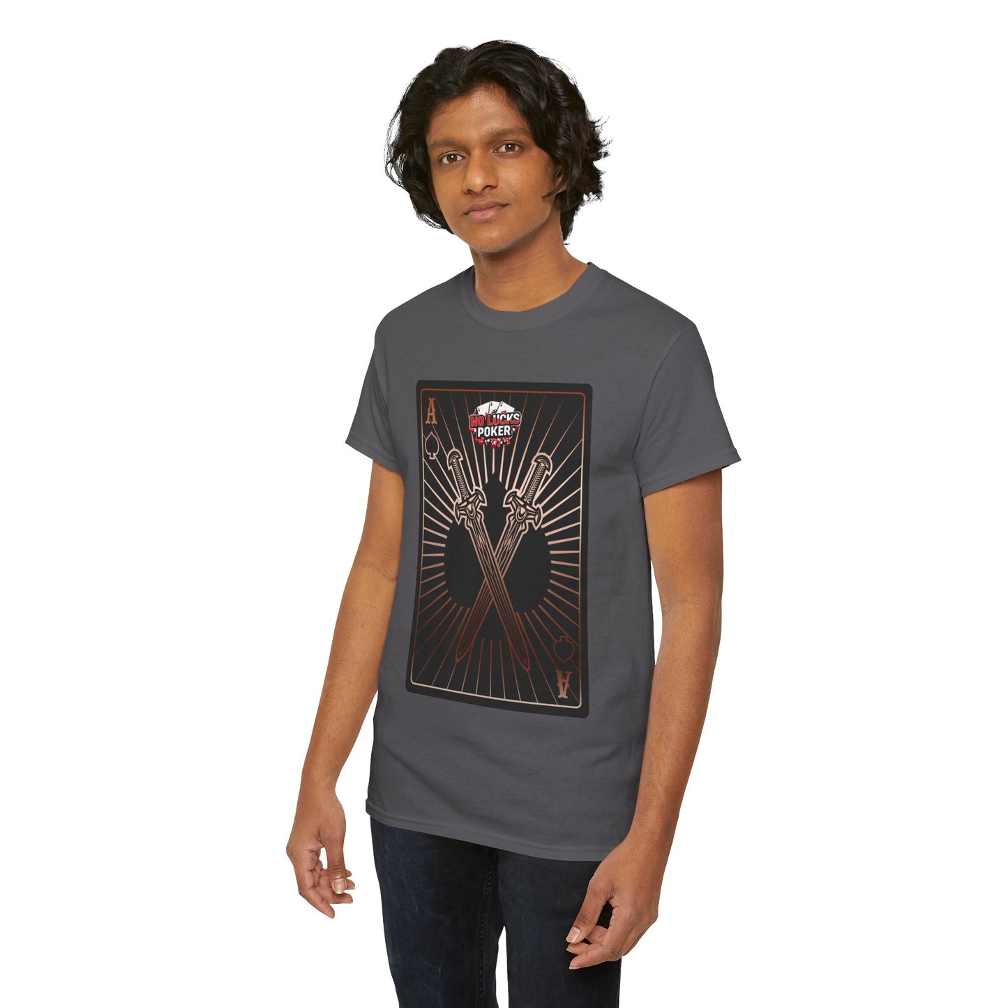 No Lucks Given – Ace of Spades & Crossed Swords Poker T-Shirt (Copper Edition)