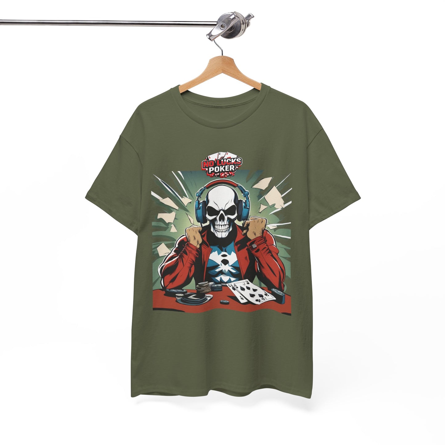 No Lucks Given – Poker Skull w/ Headphones Tee (Hero/Villain Edition)
