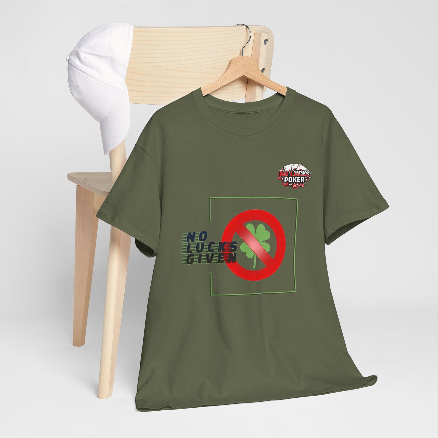 No Lucks Given Large Clover Poker T-Shirt Good Luck All-in