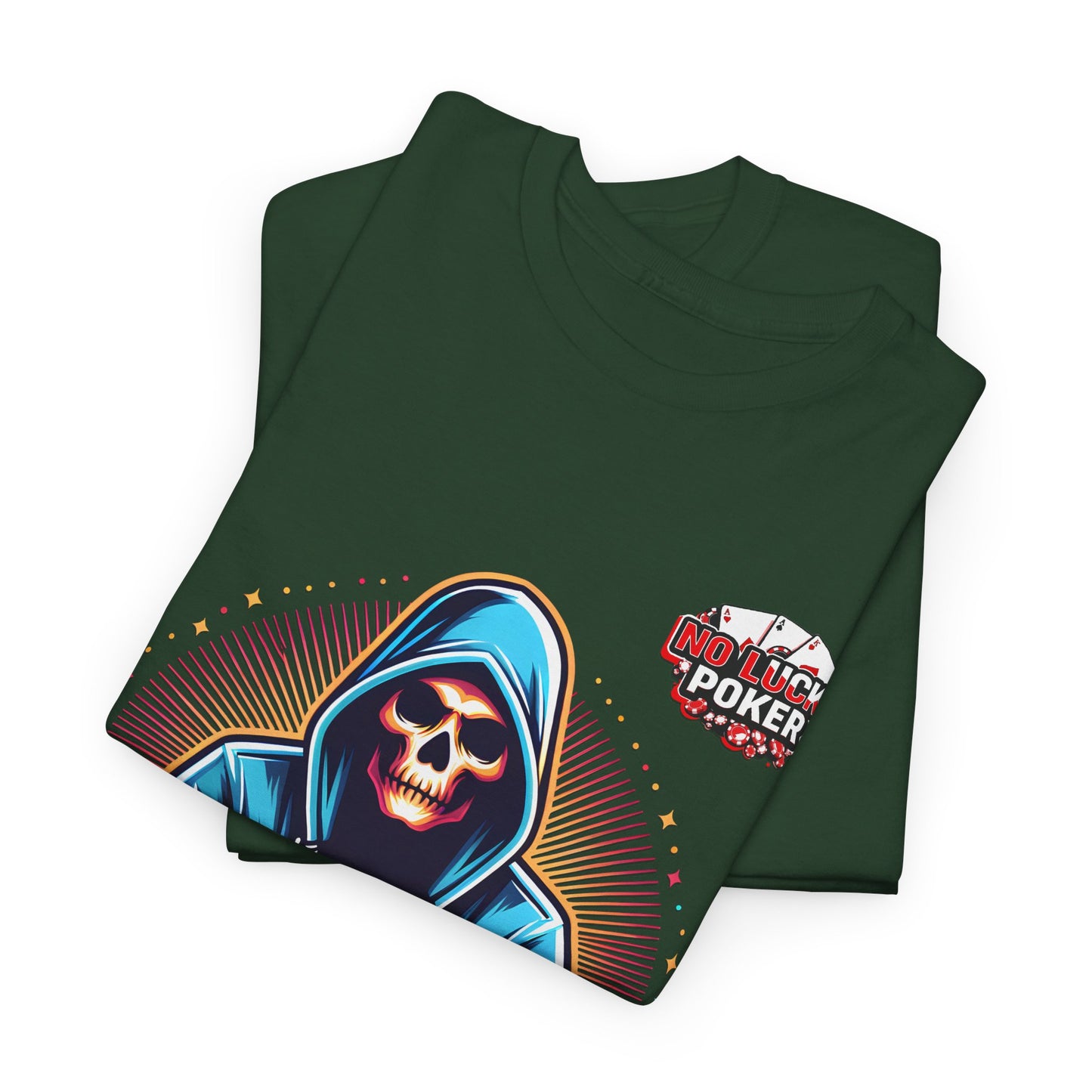 Poker Player with Skull at Poker Table 0 Lucks Given Unisex heavy cotton tee Poker Apparel