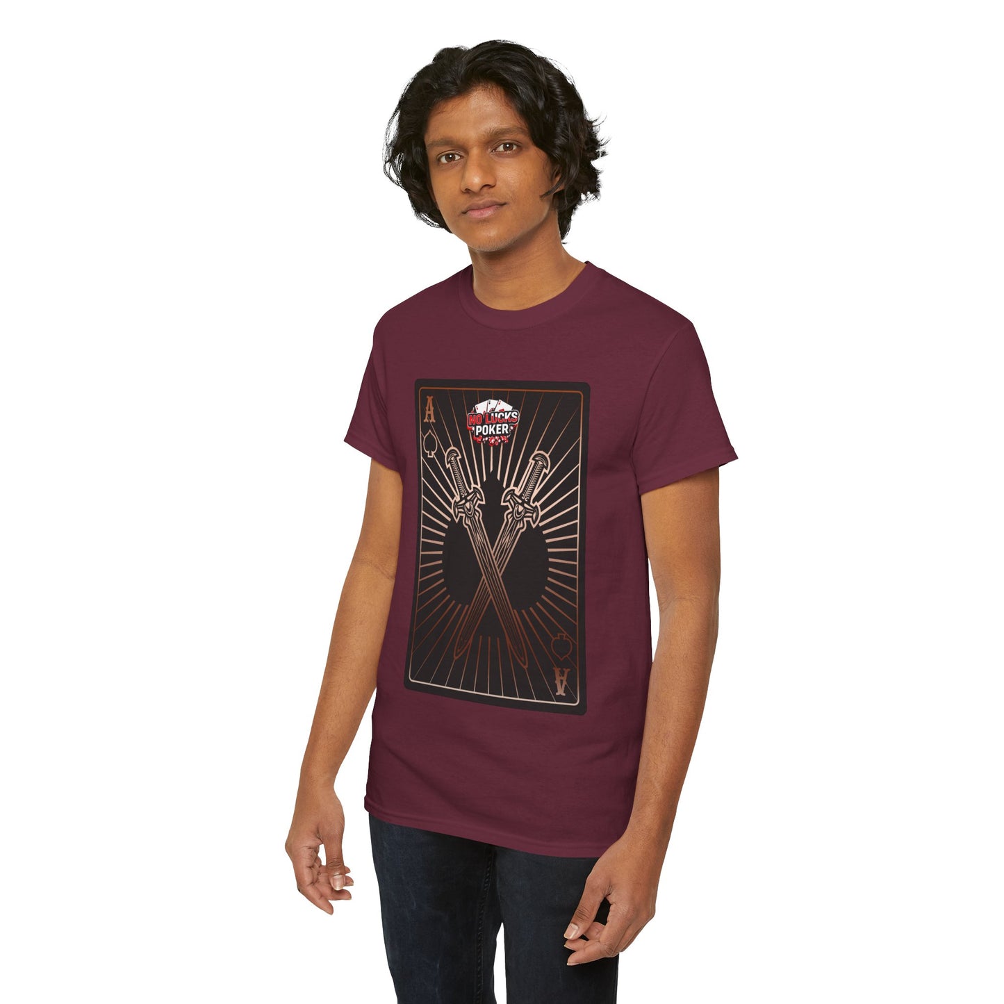 No Lucks Given – Ace of Spades & Crossed Swords Poker T-Shirt (Copper Edition)
