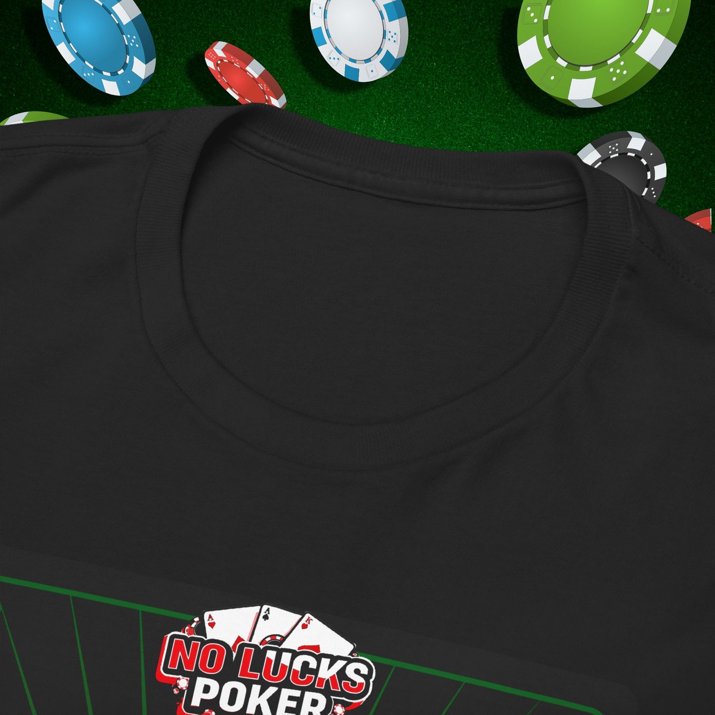 No Lucks Given Royal Skull King of Diamonds Red and Green Poker T-Shirt Must have Good Luck All-in