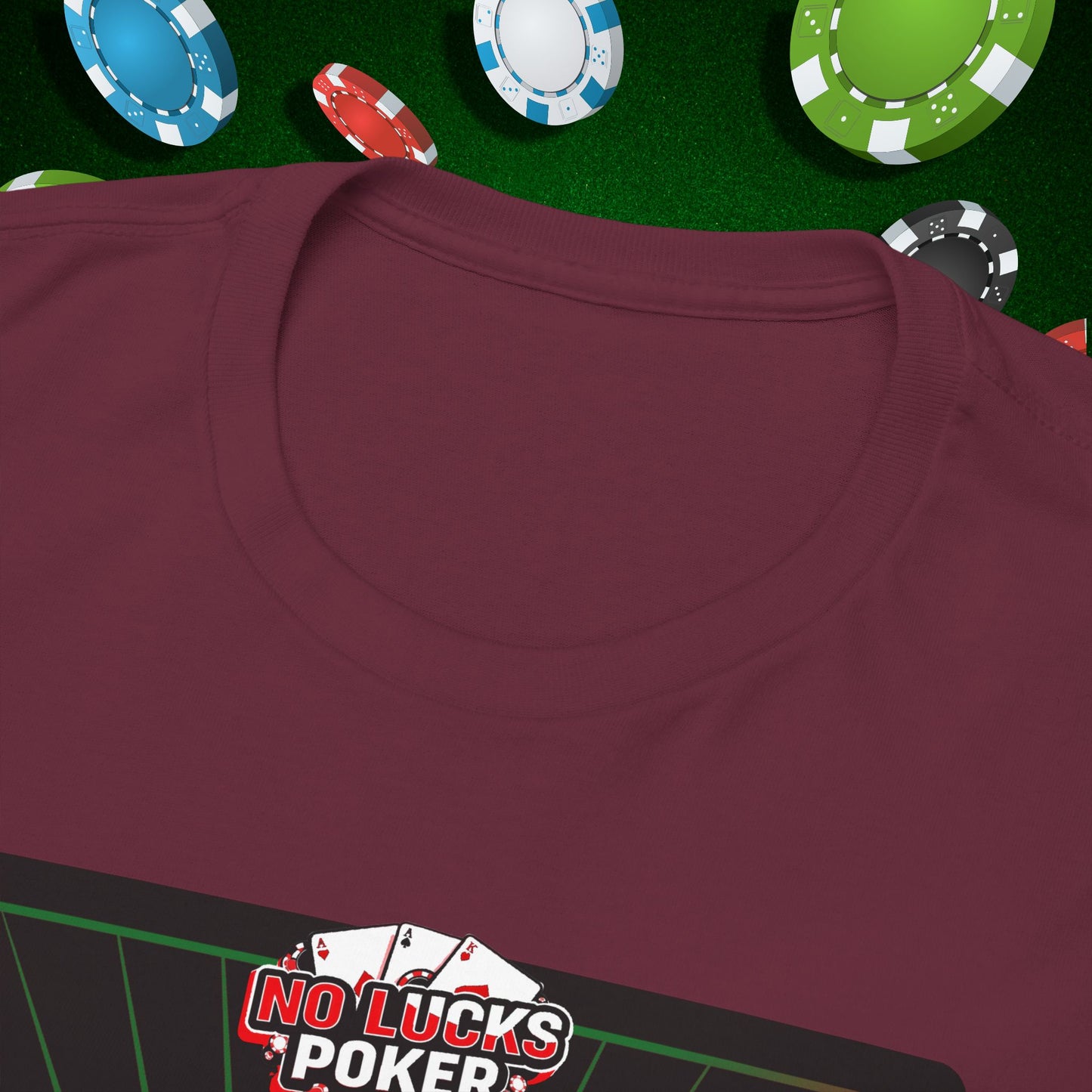 No Lucks Given Ace of Hearts card with two big axes Green Red Poker T-Shirt Must have Good Luck All-in