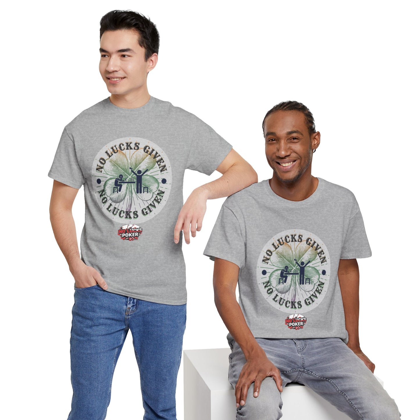 No Lucks Given – Large Clover Poker T-Shirt | Skill Over Luck