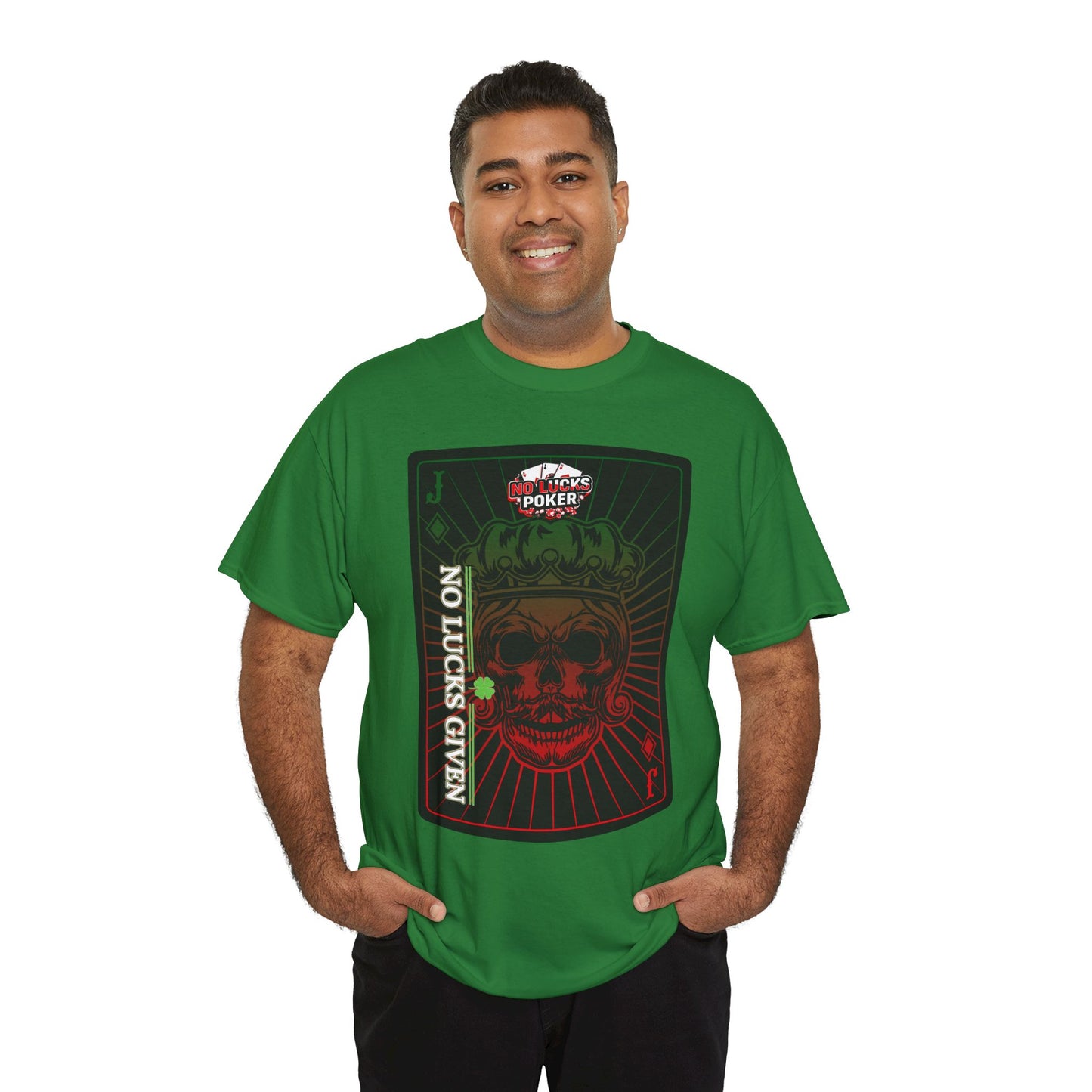 No Lucks Given – Jack Skull Crown Poker Tee (Green & Red Edition)