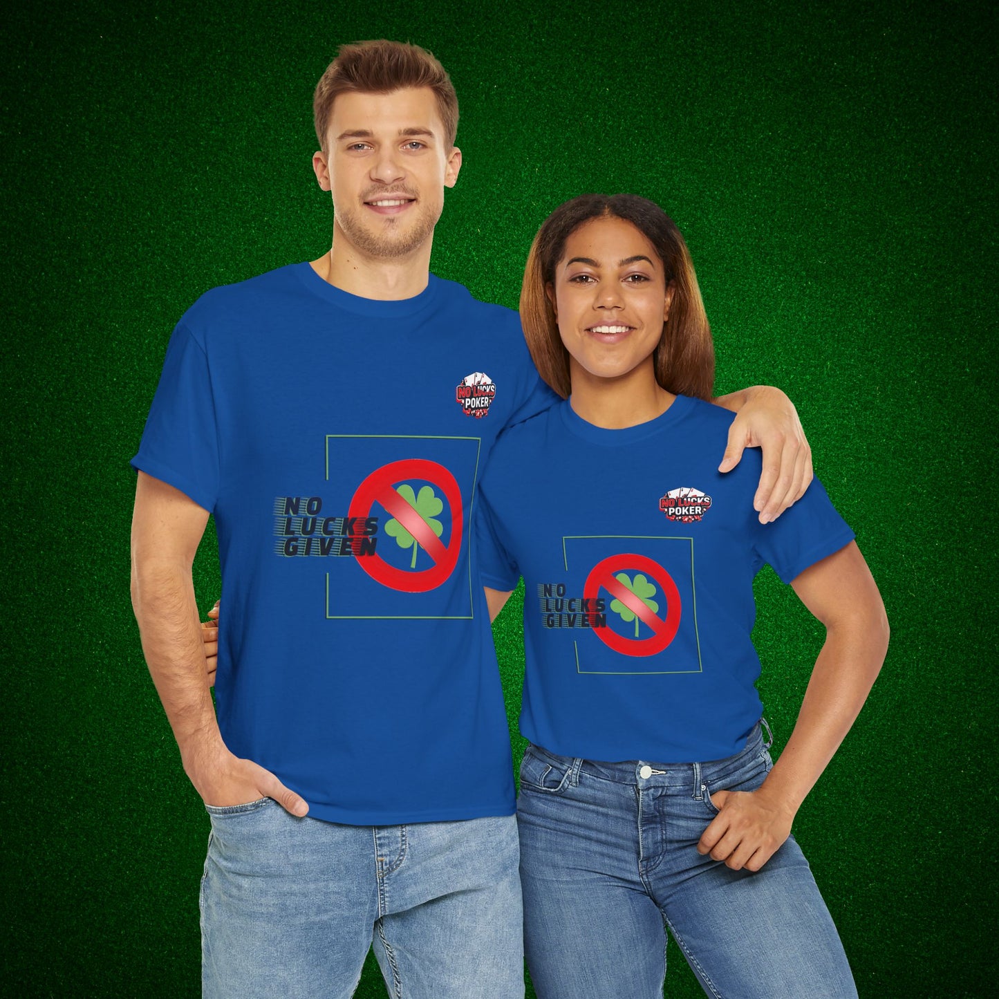 No Lucks Given Large Clover Poker T-Shirt Good Luck All-in