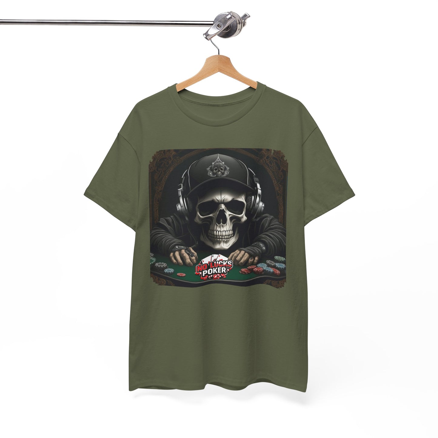 No Lucks Given – Hoodie Skull & Headphones Poker Tee