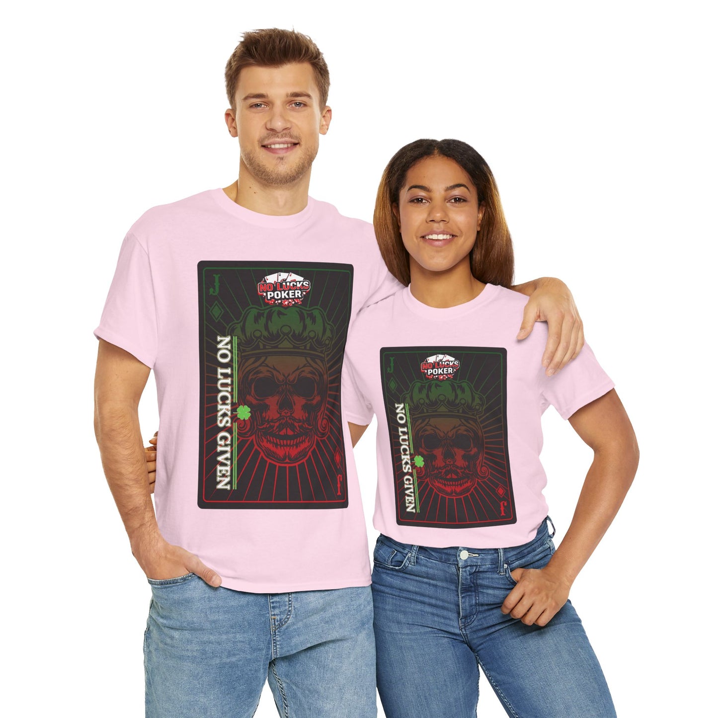 No Lucks Given – Jack Skull Crown Poker Tee (Green & Red Edition)