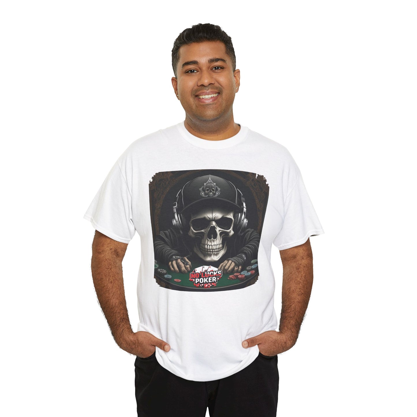 No Lucks Given – Hoodie Skull & Headphones Poker Tee