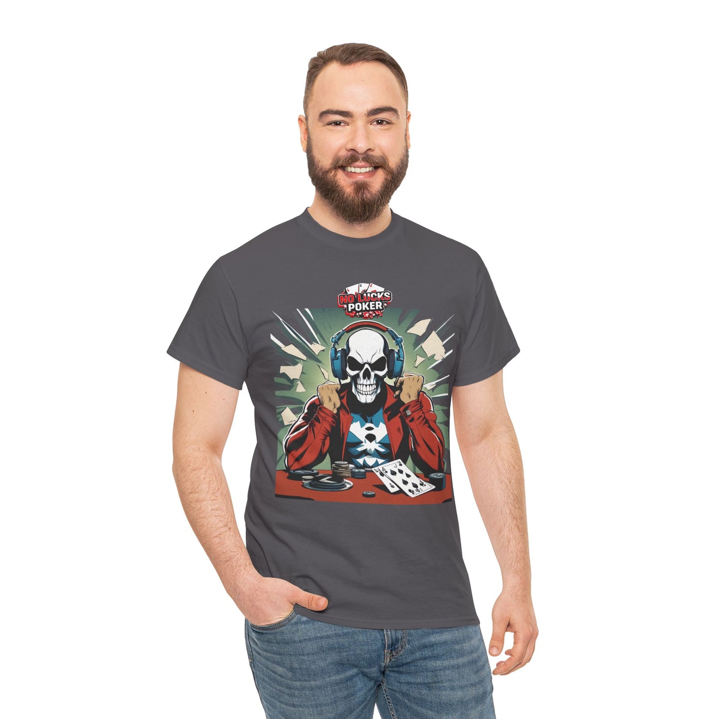 No Lucks Given – Poker Skull w/ Headphones Tee (Hero/Villain Edition)