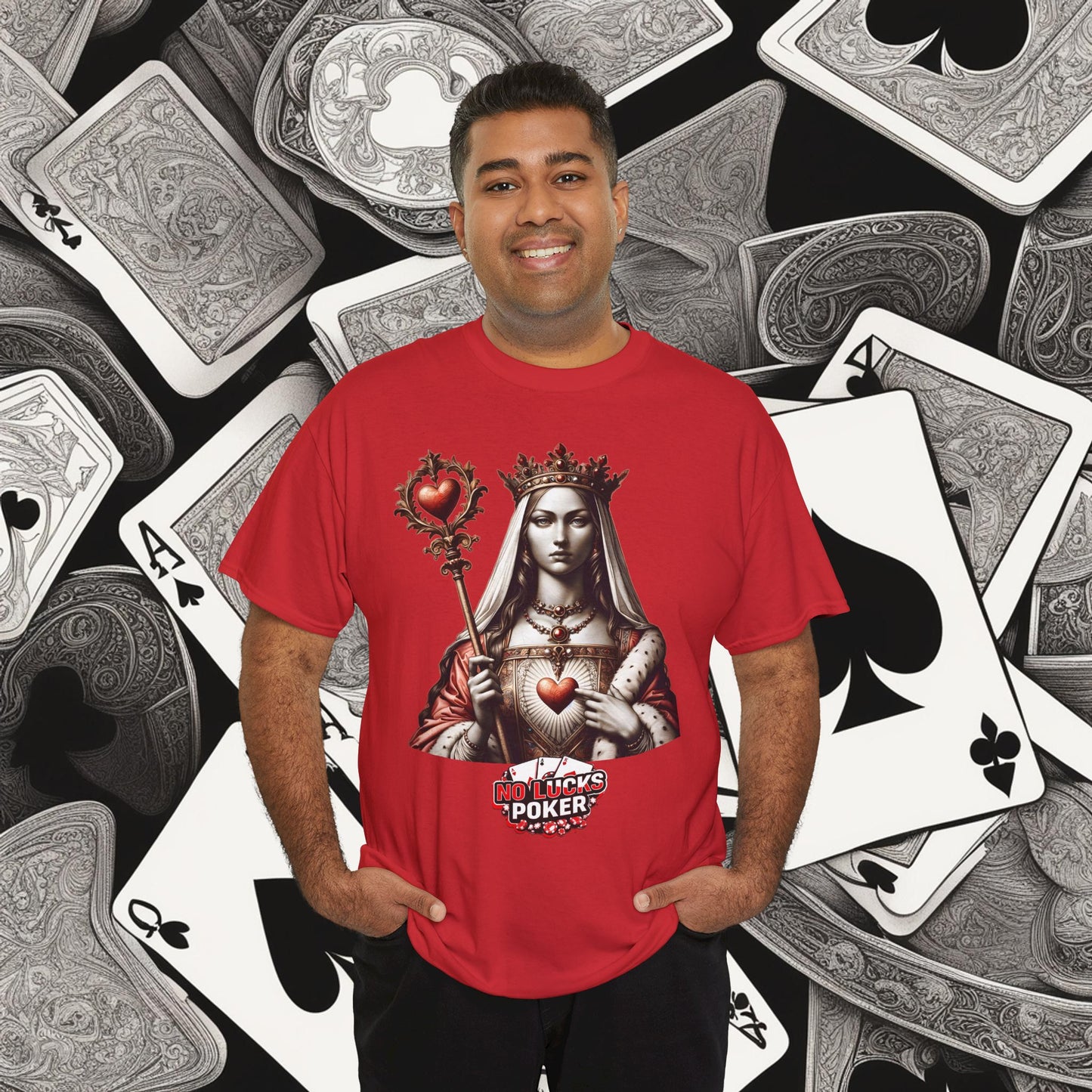 Queen of Hearts Poker T-Shirt | Unisex Heavy Cotton Tee