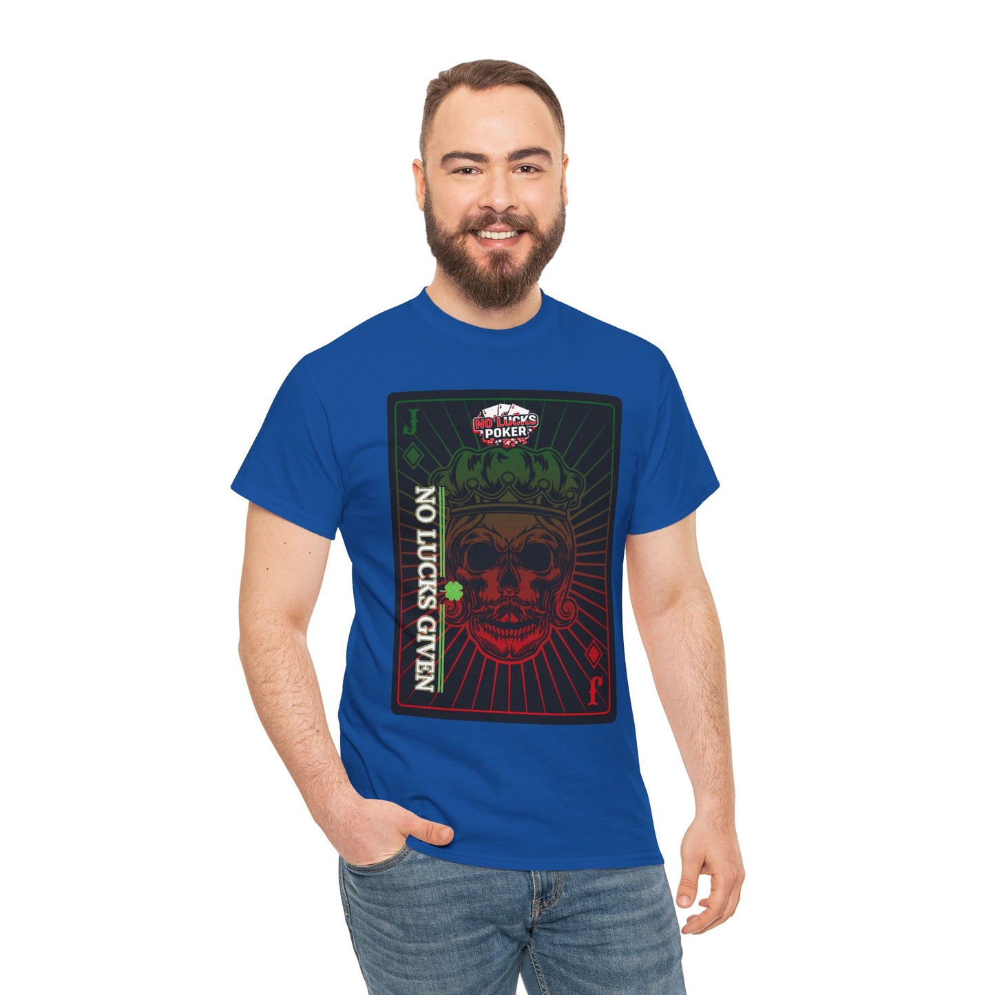 No Lucks Given – Jack Skull Crown Poker Tee (Green & Red Edition)