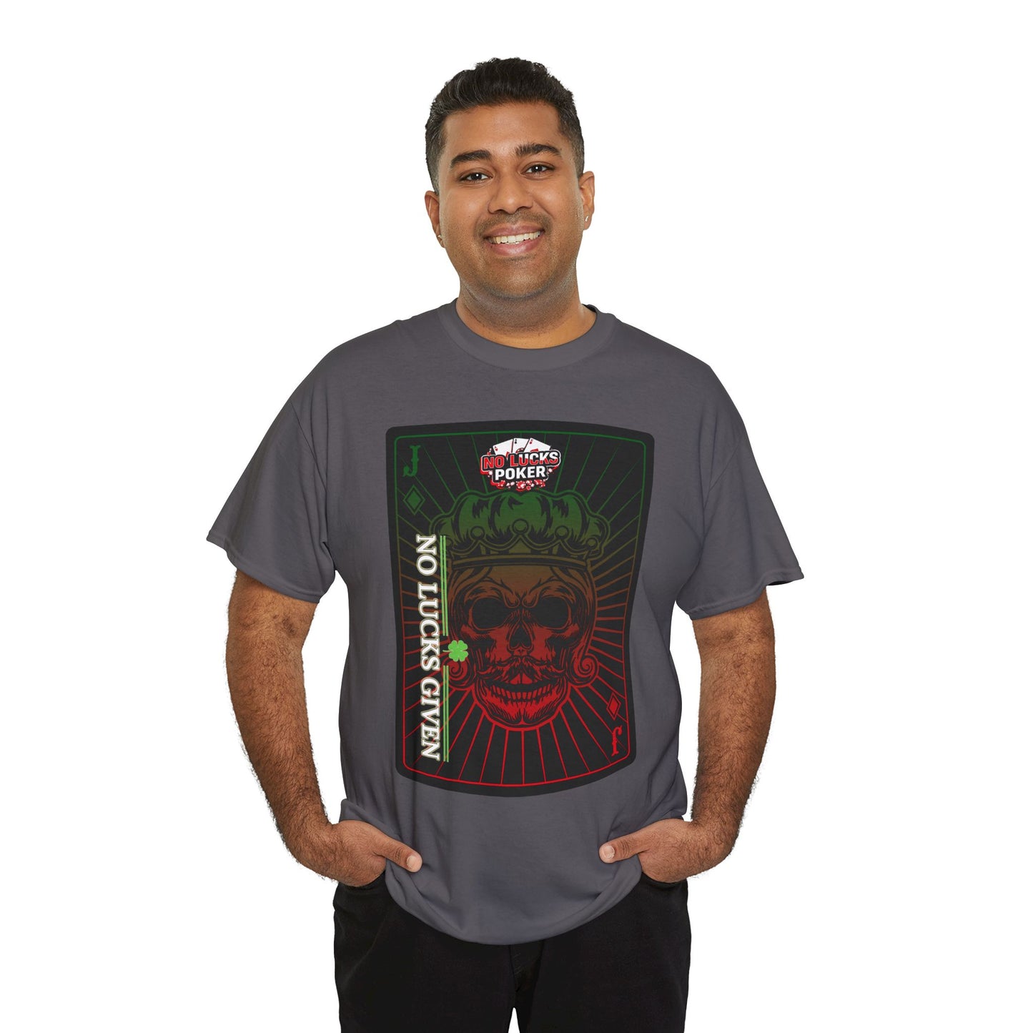 No Lucks Given – Jack Skull Crown Poker Tee (Green & Red Edition)