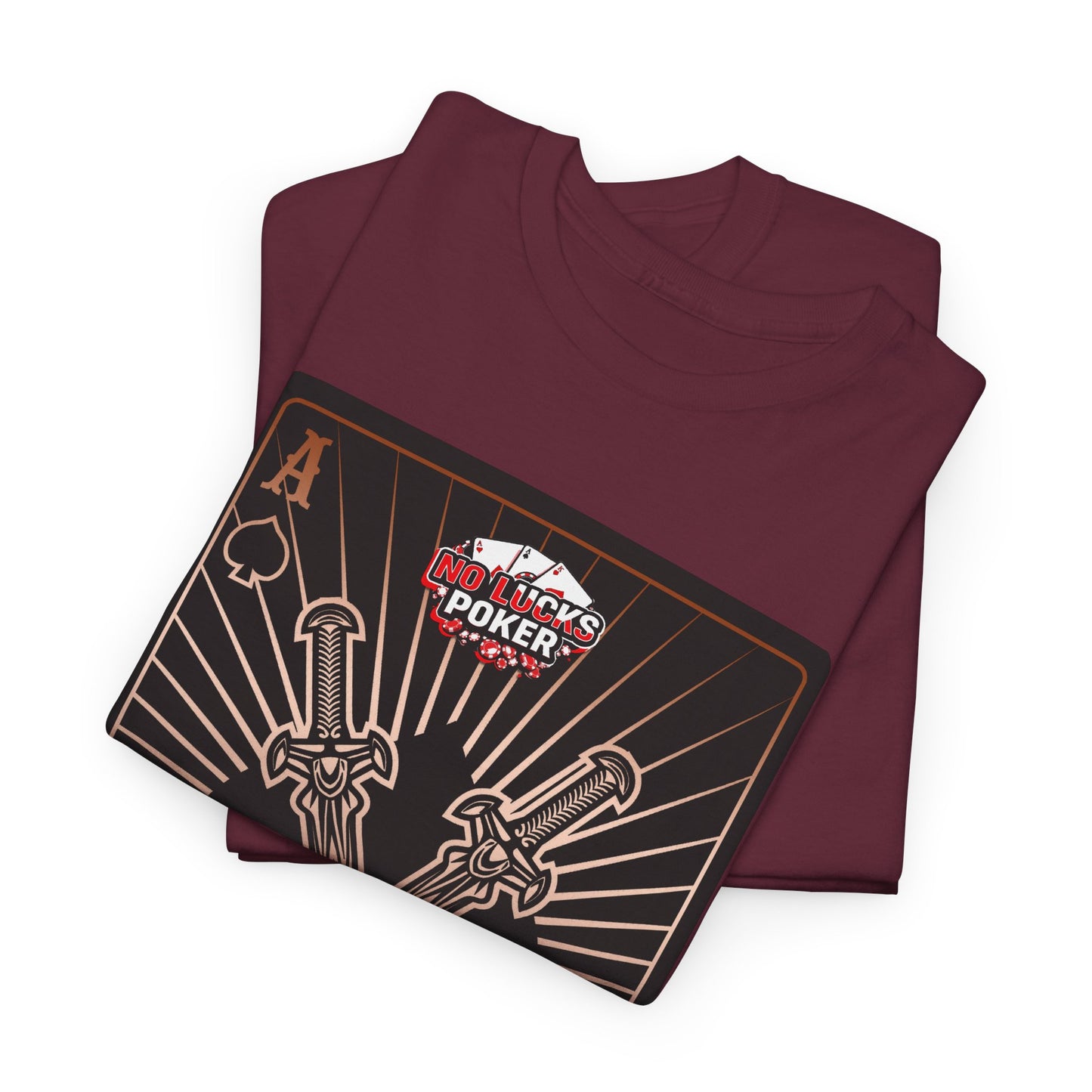 No Lucks Given – Ace of Spades & Crossed Swords Poker T-Shirt (Copper Edition)