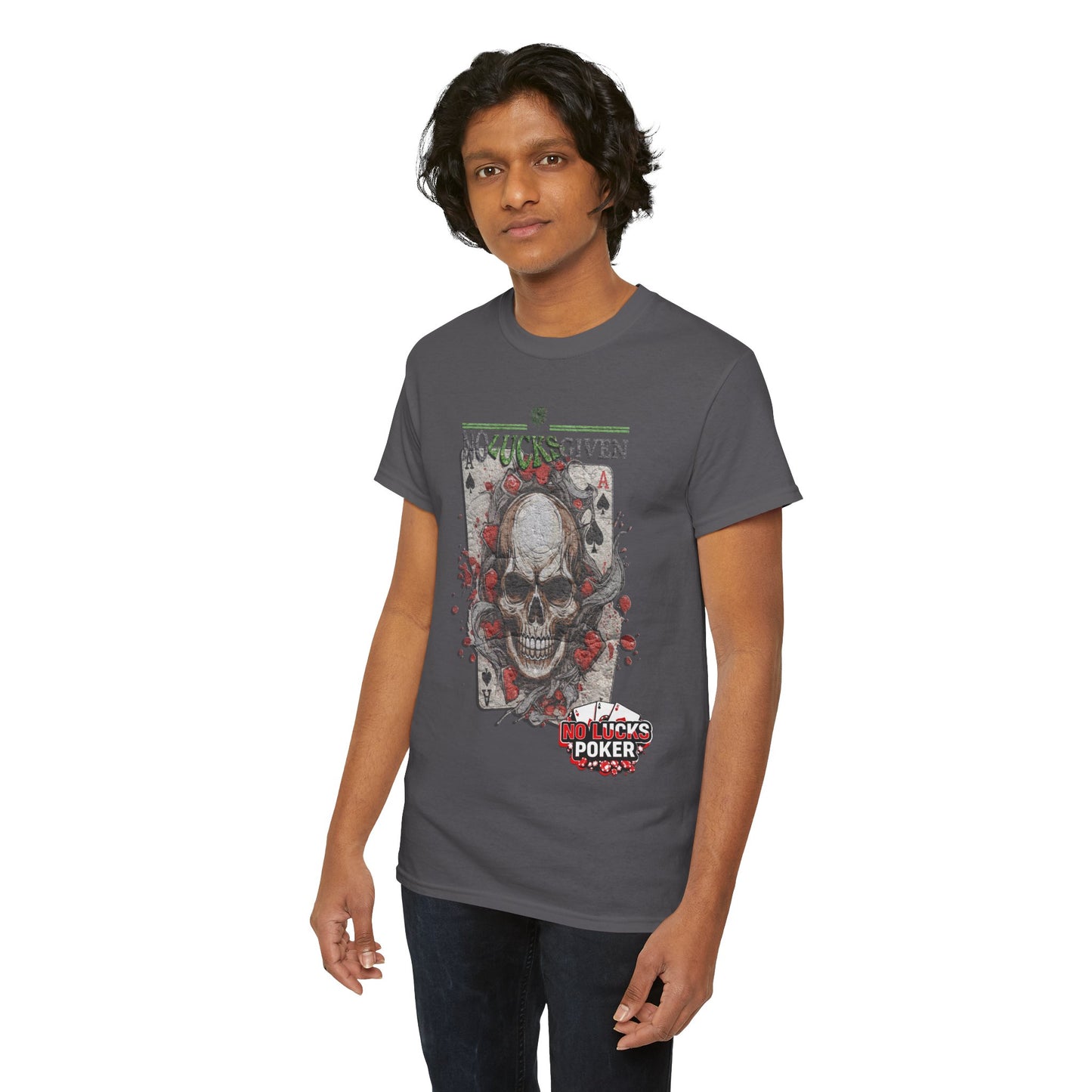 No Lucks Given Skull Breaking thru Ace of Spades T-Shirt Must have Good Luck All-in