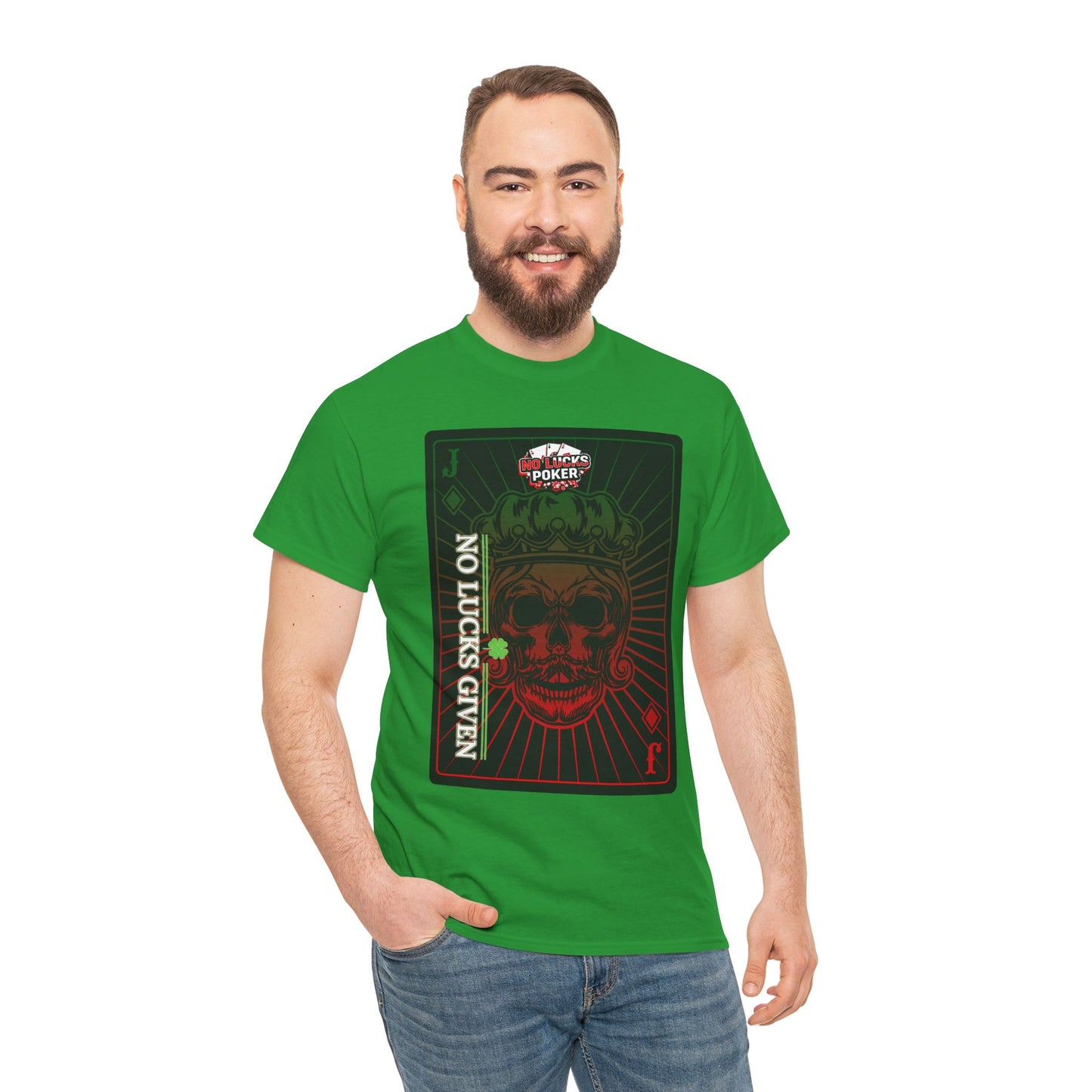No Lucks Given – Jack Skull Crown Poker Tee (Green & Red Edition)