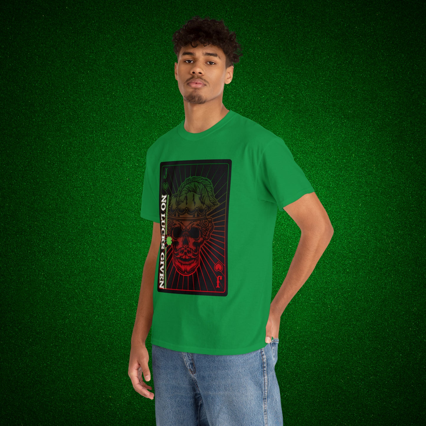 No Lucks Given Angry Jack of Hearts Green Red Poker T-Shirt Must have Good Luck All-in