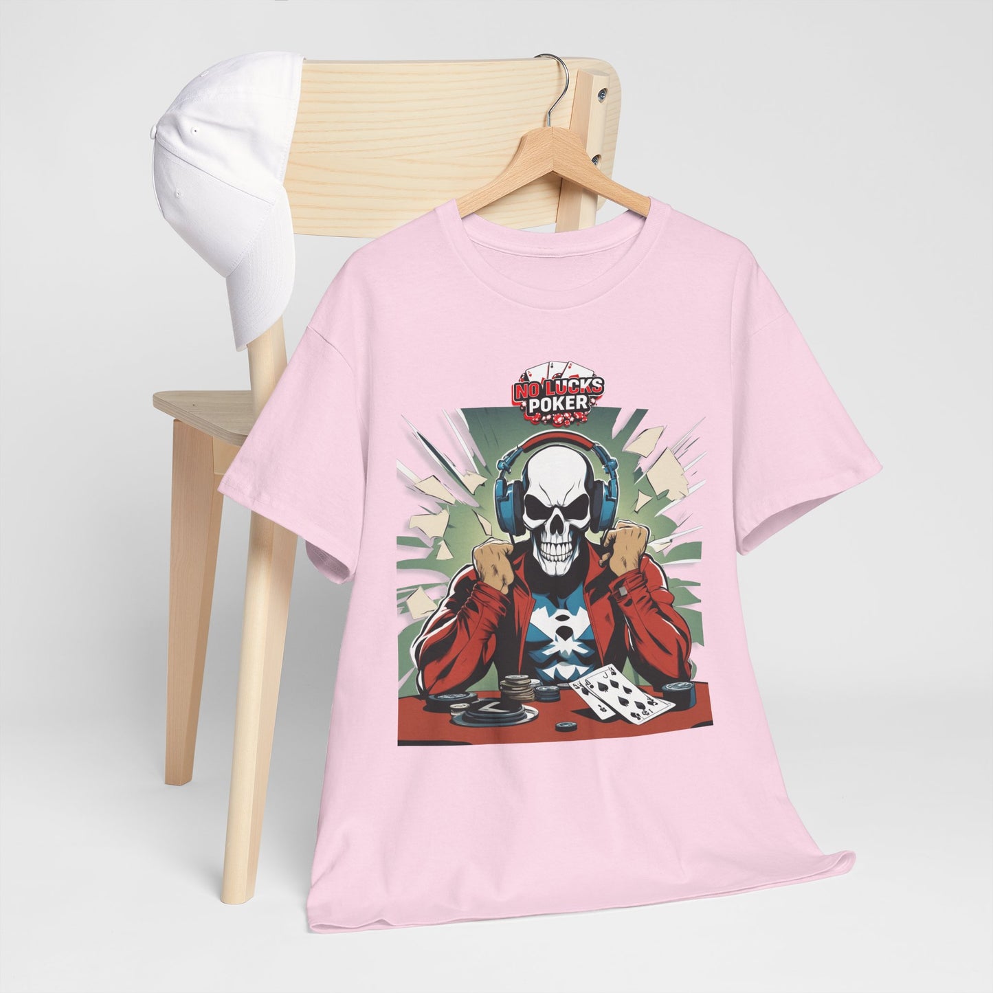 No Lucks Given – Poker Skull w/ Headphones Tee (Hero/Villain Edition)