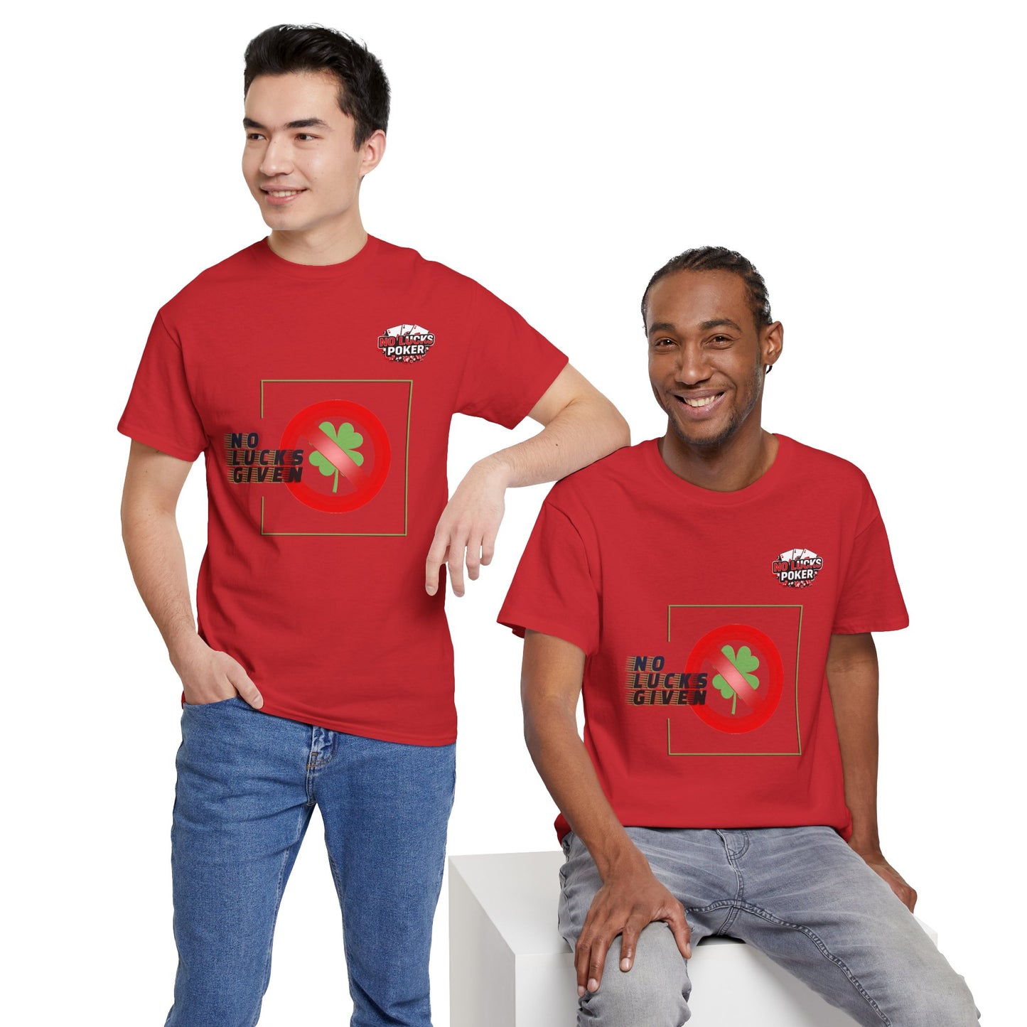 No Lucks Given Large Clover Poker T-Shirt Good Luck All-in