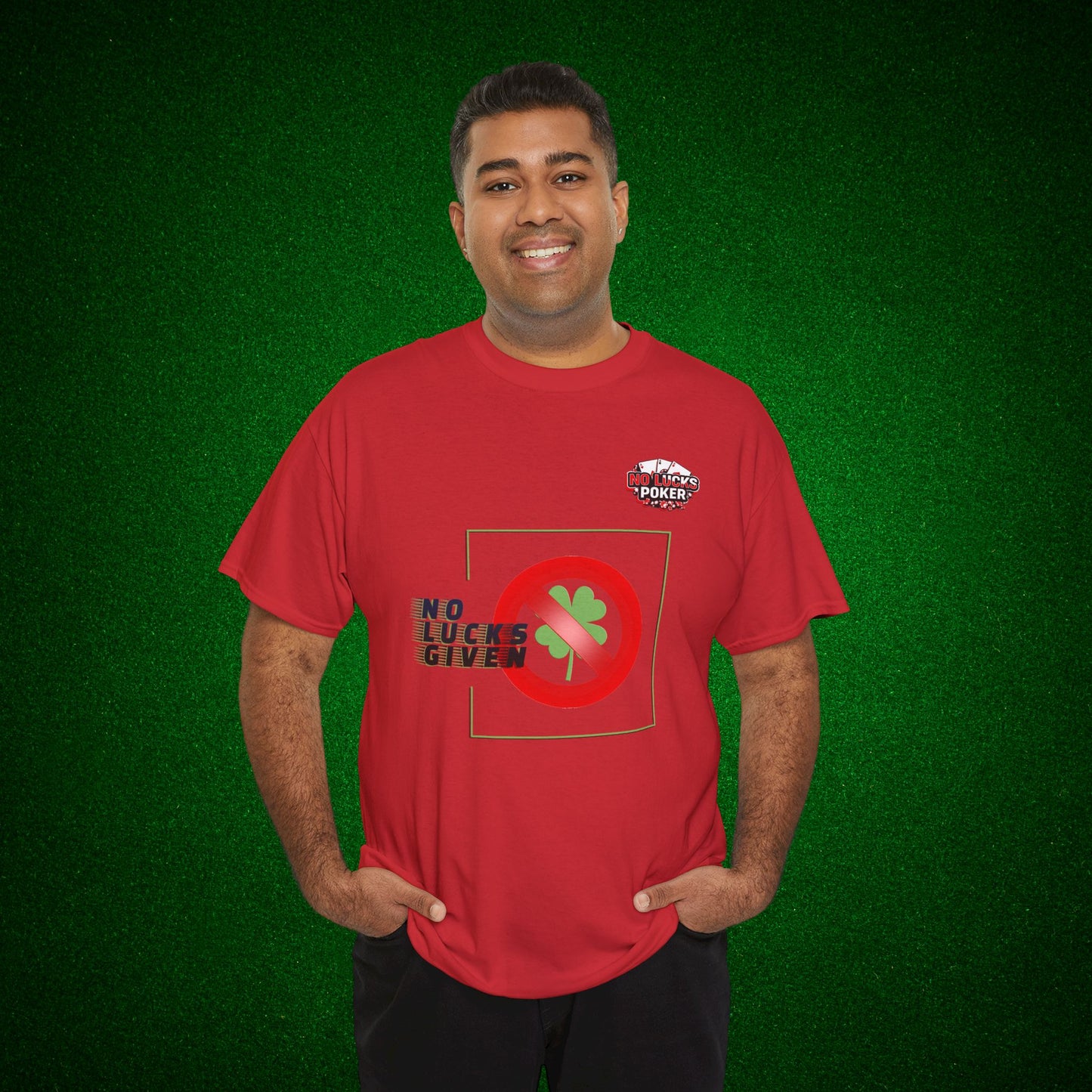 No Lucks Given Large Clover Poker T-Shirt Good Luck All-in