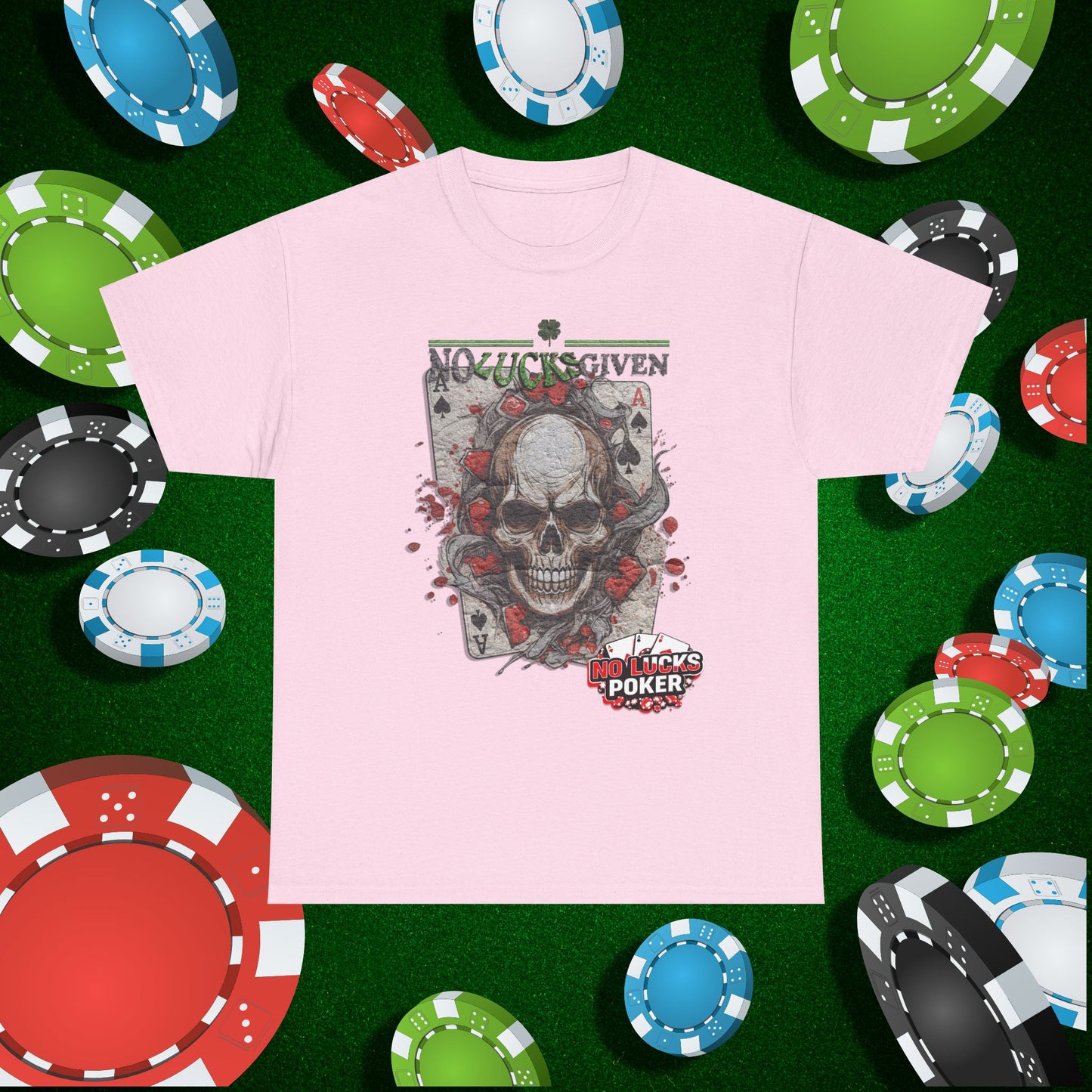 No Lucks Given Skull Breaking thru Ace of Spades T-Shirt Must have Good Luck All-in
