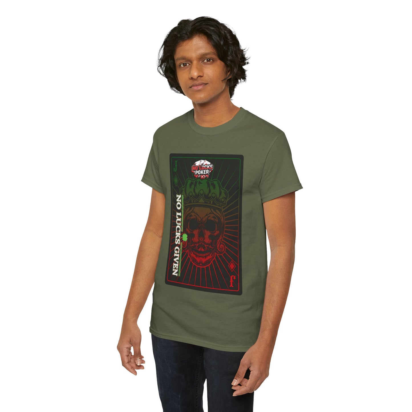 No Lucks Given – Jack Skull Crown Poker Tee (Green & Red Edition)