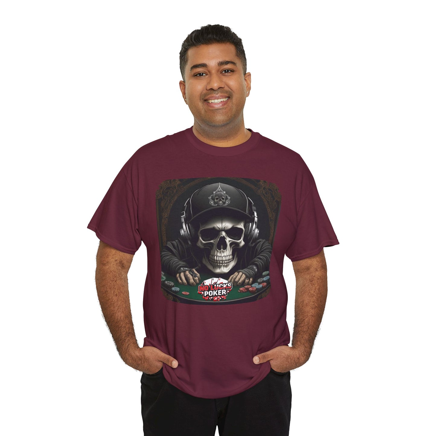 No Lucks Given – Hoodie Skull & Headphones Poker Tee