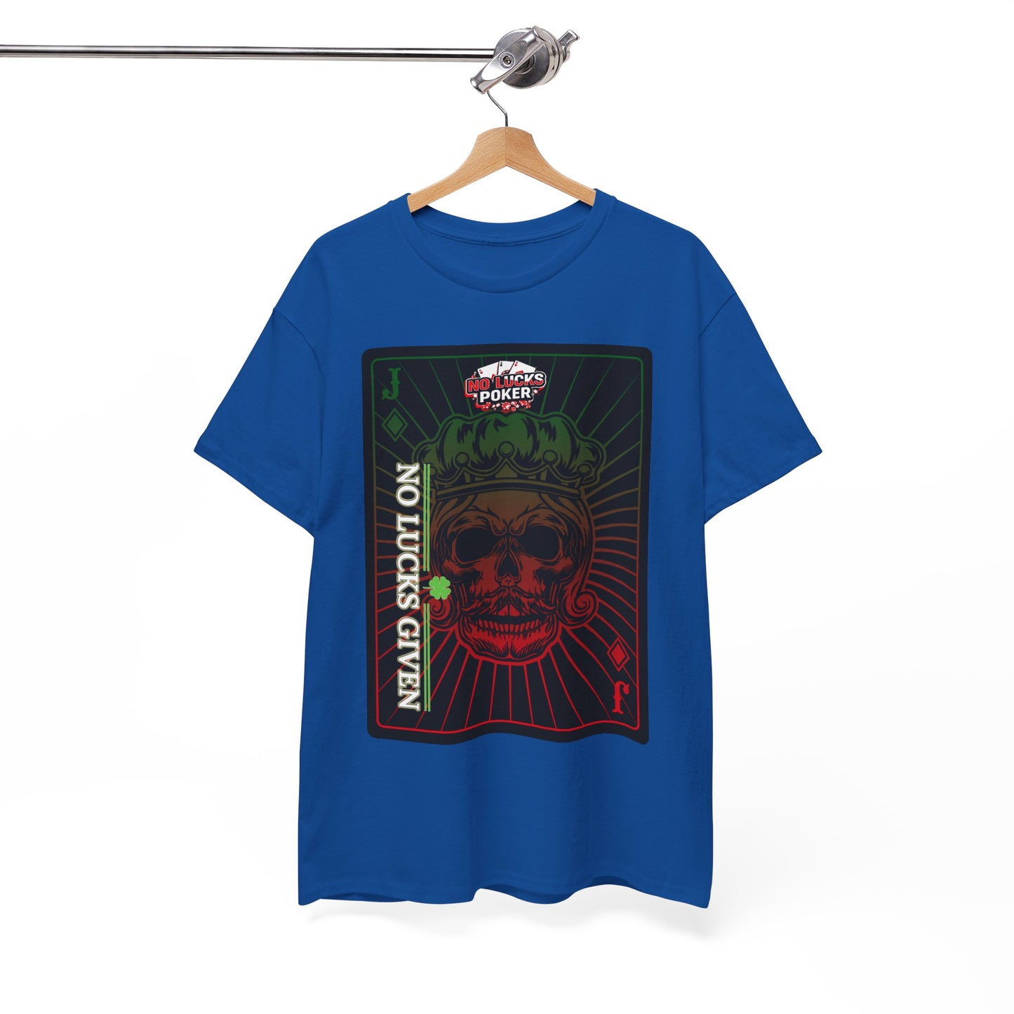 No Lucks Given – Jack Skull Crown Poker Tee (Green & Red Edition)