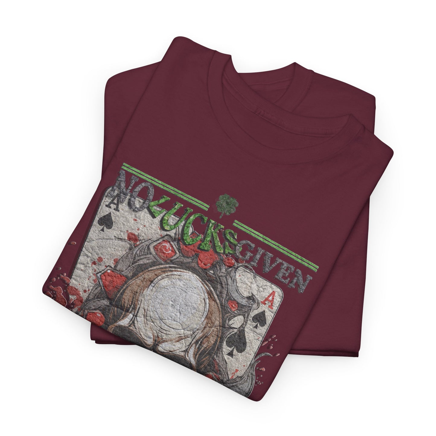 No Lucks Given Skull Breaking thru Ace of Spades T-Shirt Must have Good Luck All-in
