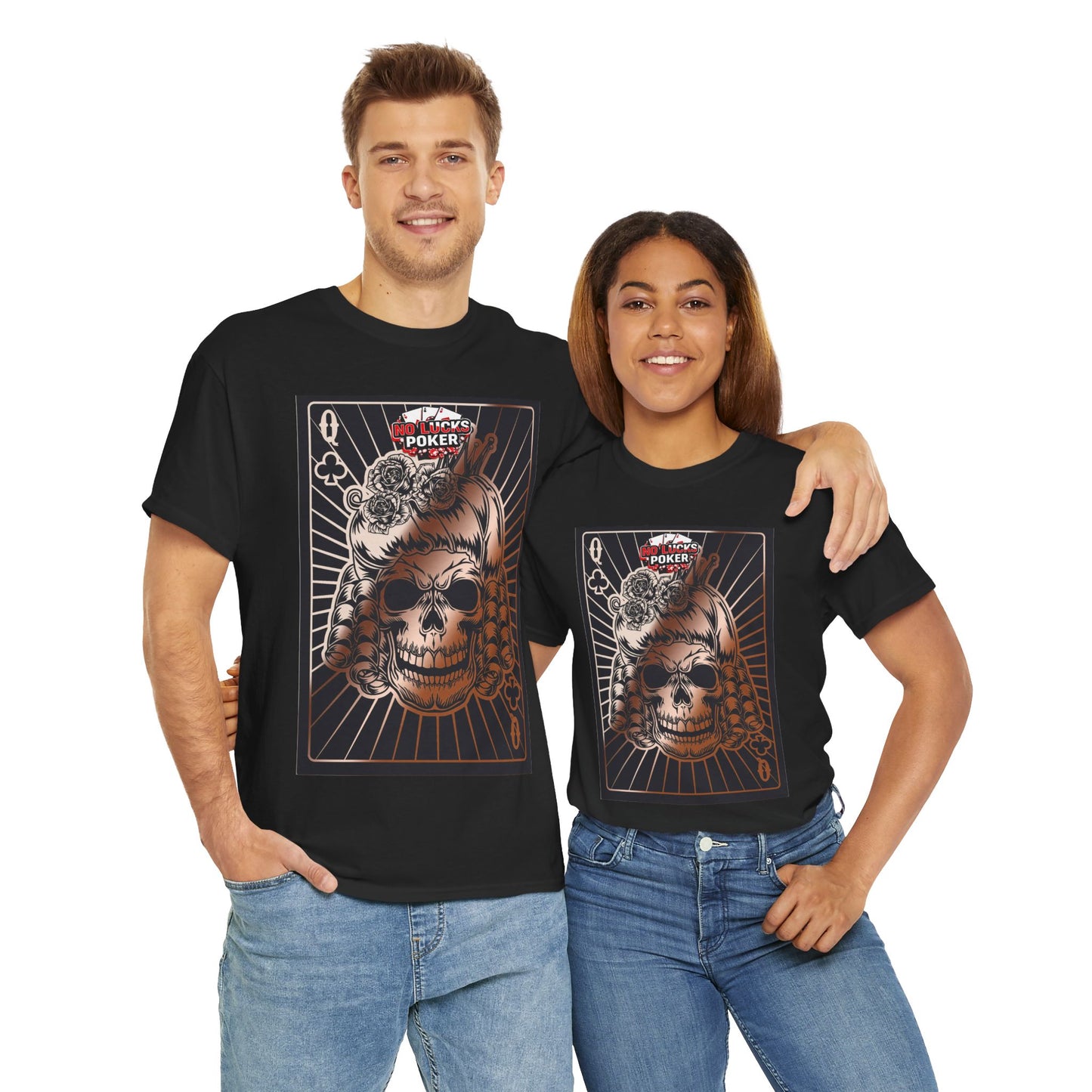 No Lucks Given Angry Queen of Clubs Copper Poker T-Shirt Must have Good Luck All-in