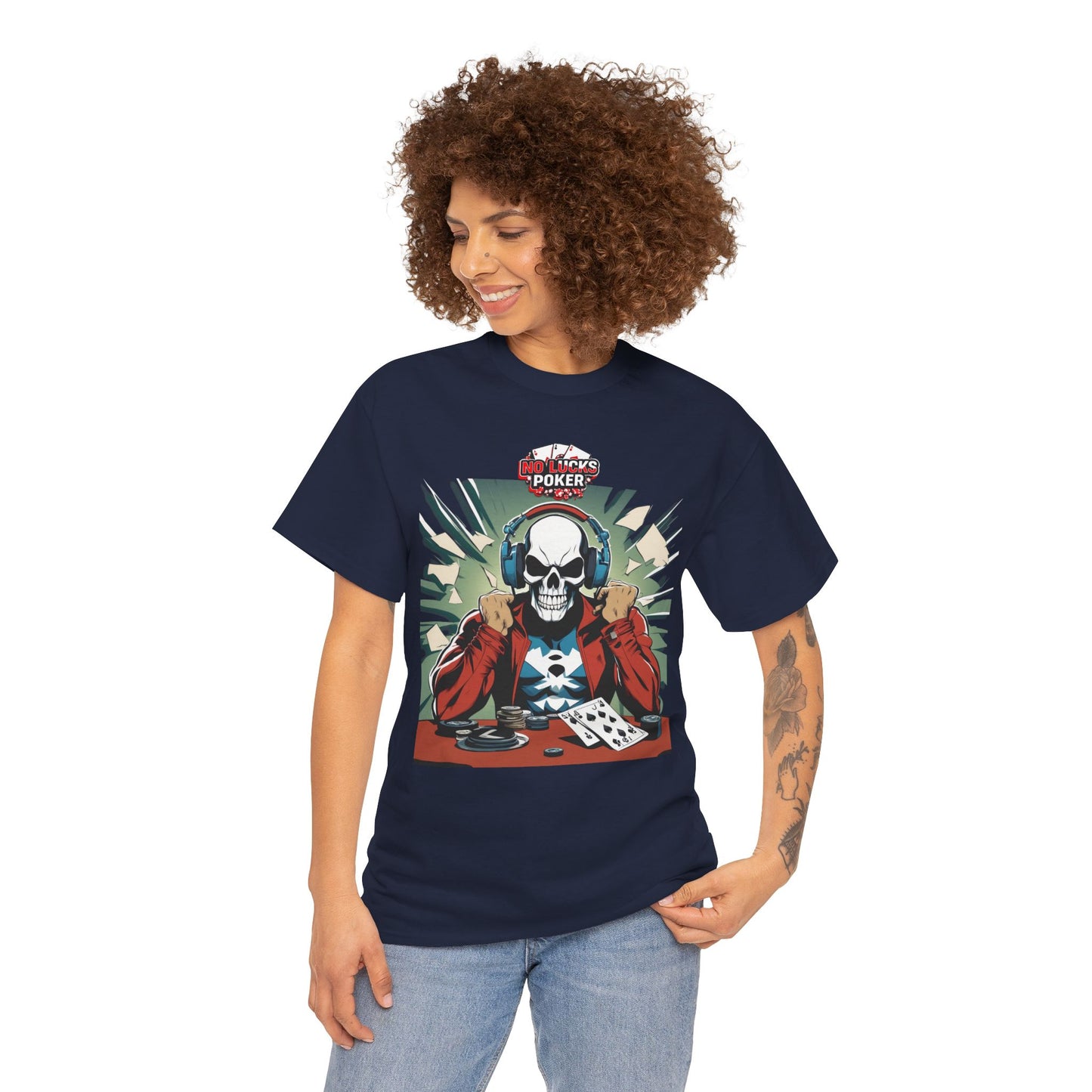 No Lucks Given – Poker Skull w/ Headphones Tee (Hero/Villain Edition)