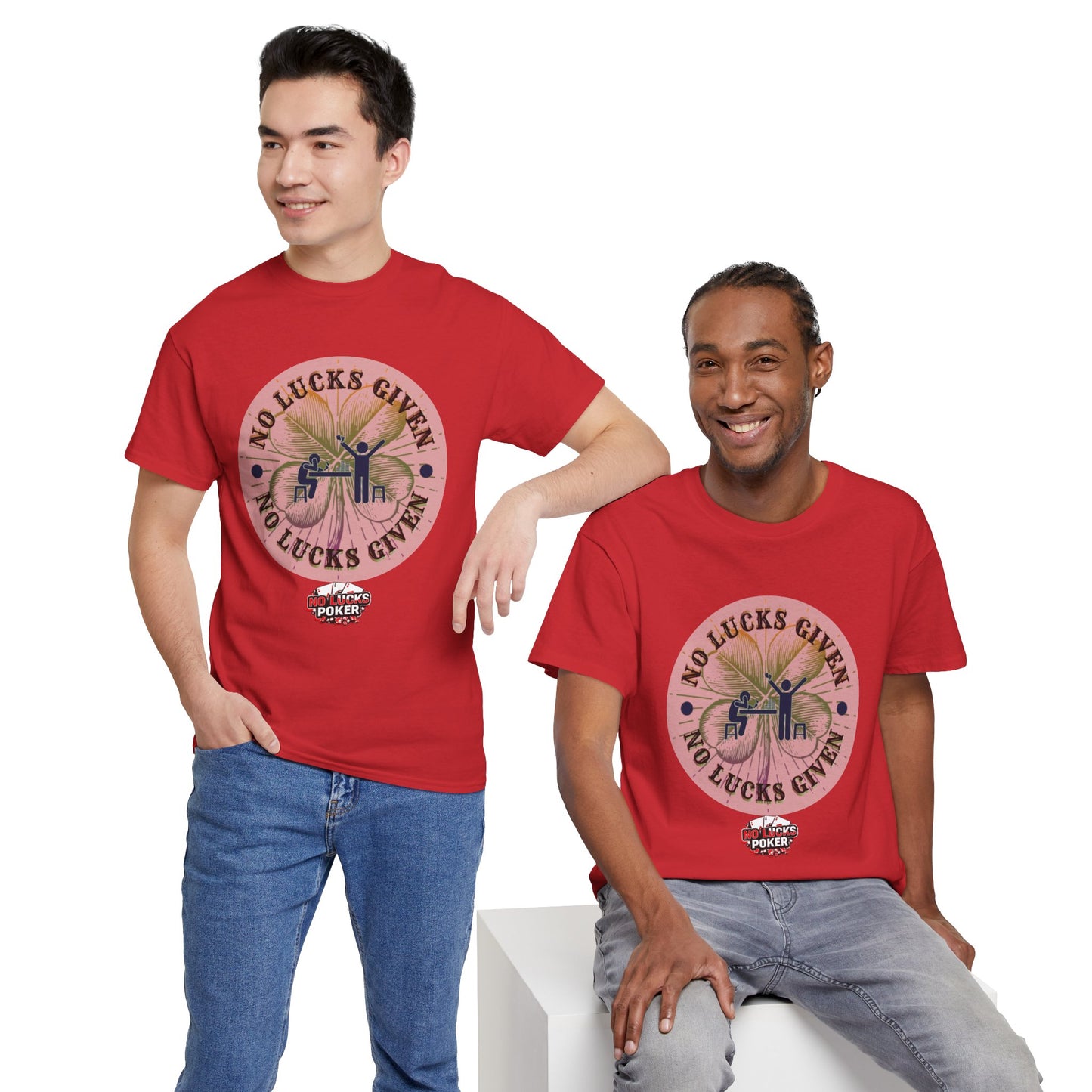 No Lucks Given – Large Clover Poker T-Shirt | Skill Over Luck