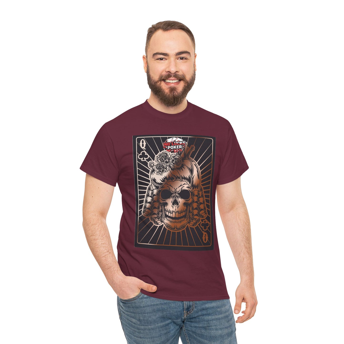 No Lucks Given Angry Queen of Clubs Copper Poker T-Shirt Must have Good Luck All-in