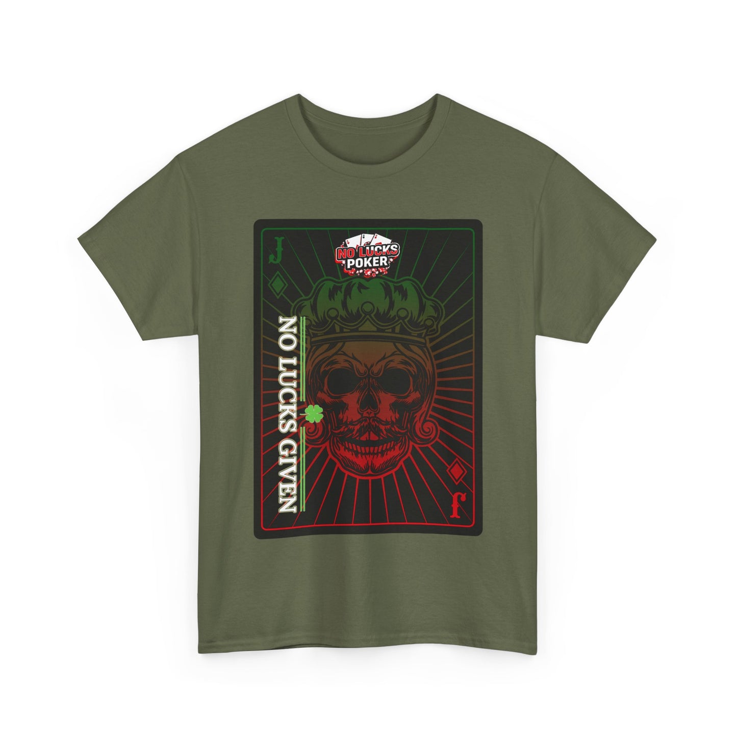 No Lucks Given – Jack Skull Crown Poker Tee (Green & Red Edition)