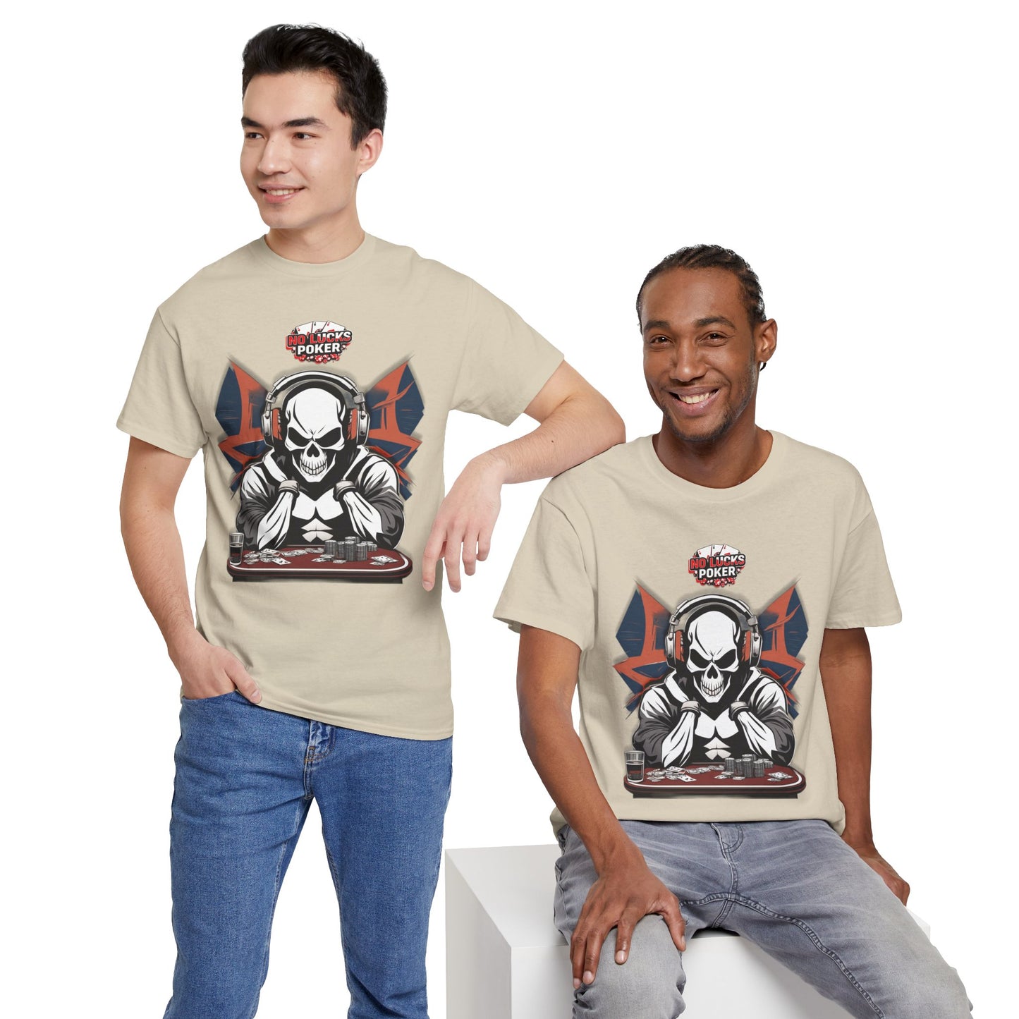 No Lucks Given – Hero/Villain Poker Skull Tee (Headphones Edition)