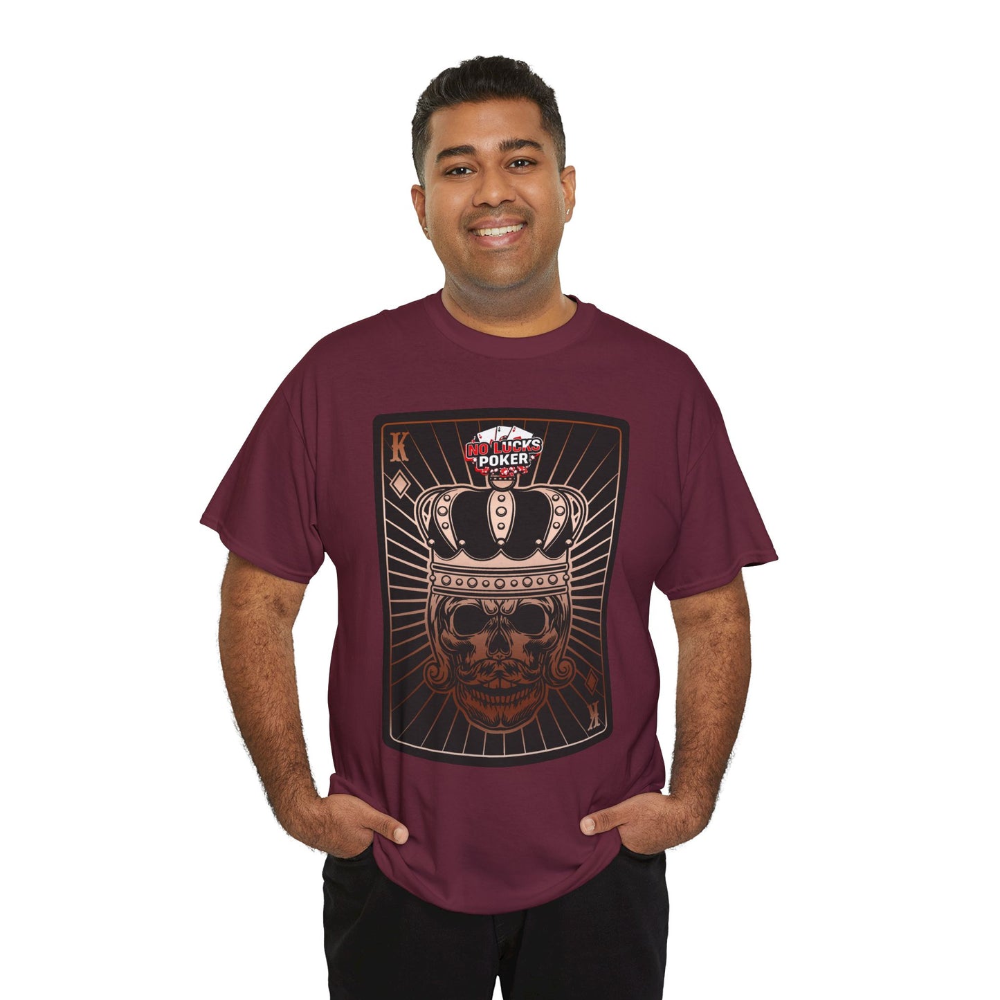 No Lucks Given Royal Skull King of Diamonds Copper Poker T-Shirt Must have Good Luck All-in