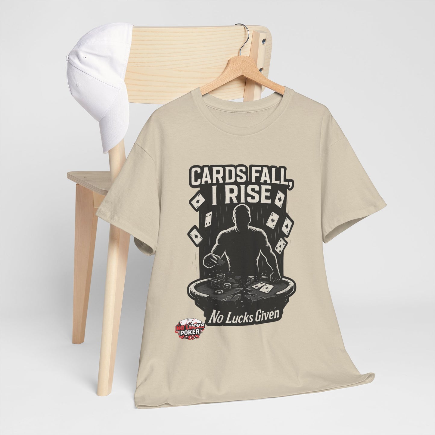 Cards Fall, I Rise Poker T-Shirt | Zero Lucks – Rise Above