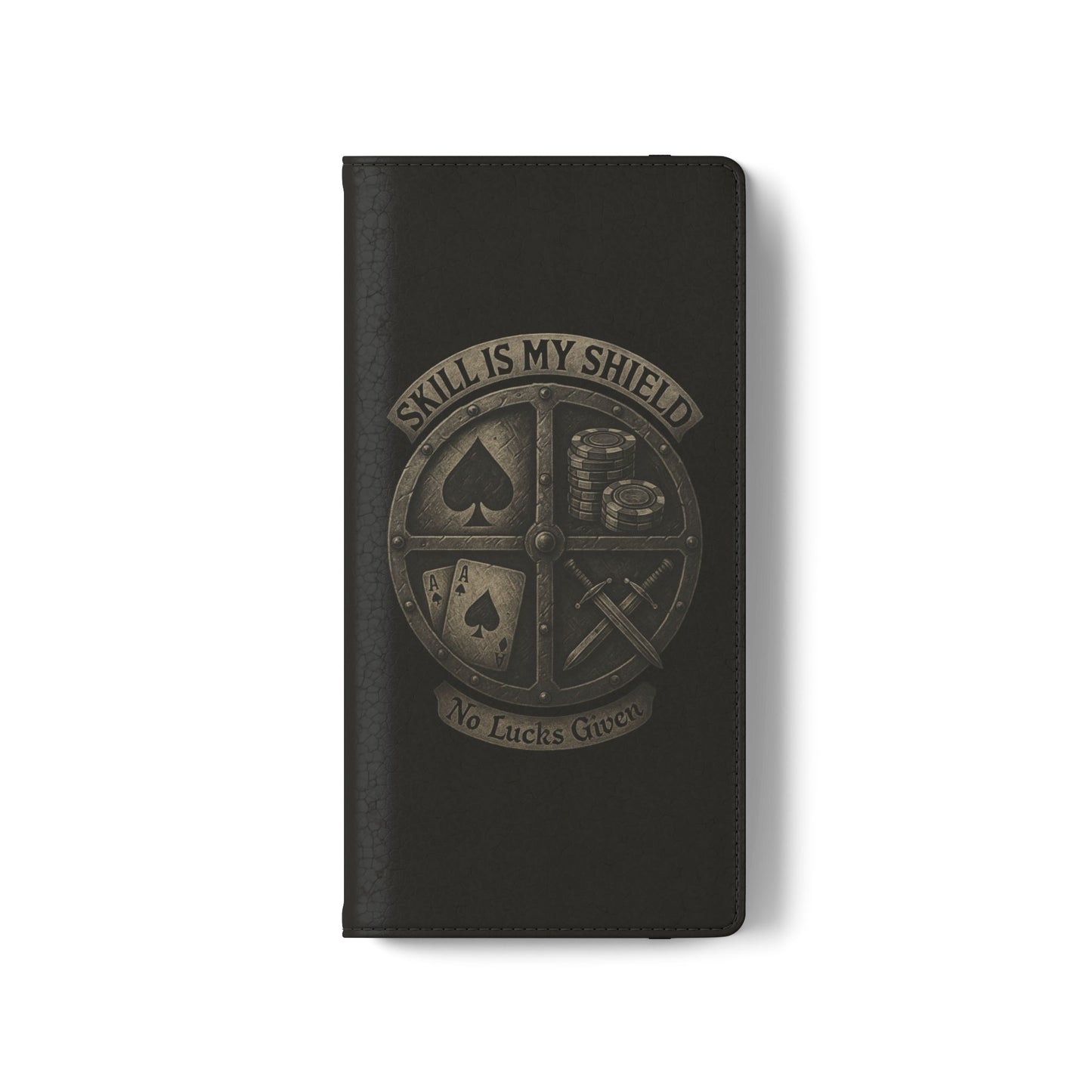 Skill Is My Shield Poker Phone Case | Zero Lucks – Ace of Spades & Crossed Swords – iPhone & Android Phone Cover