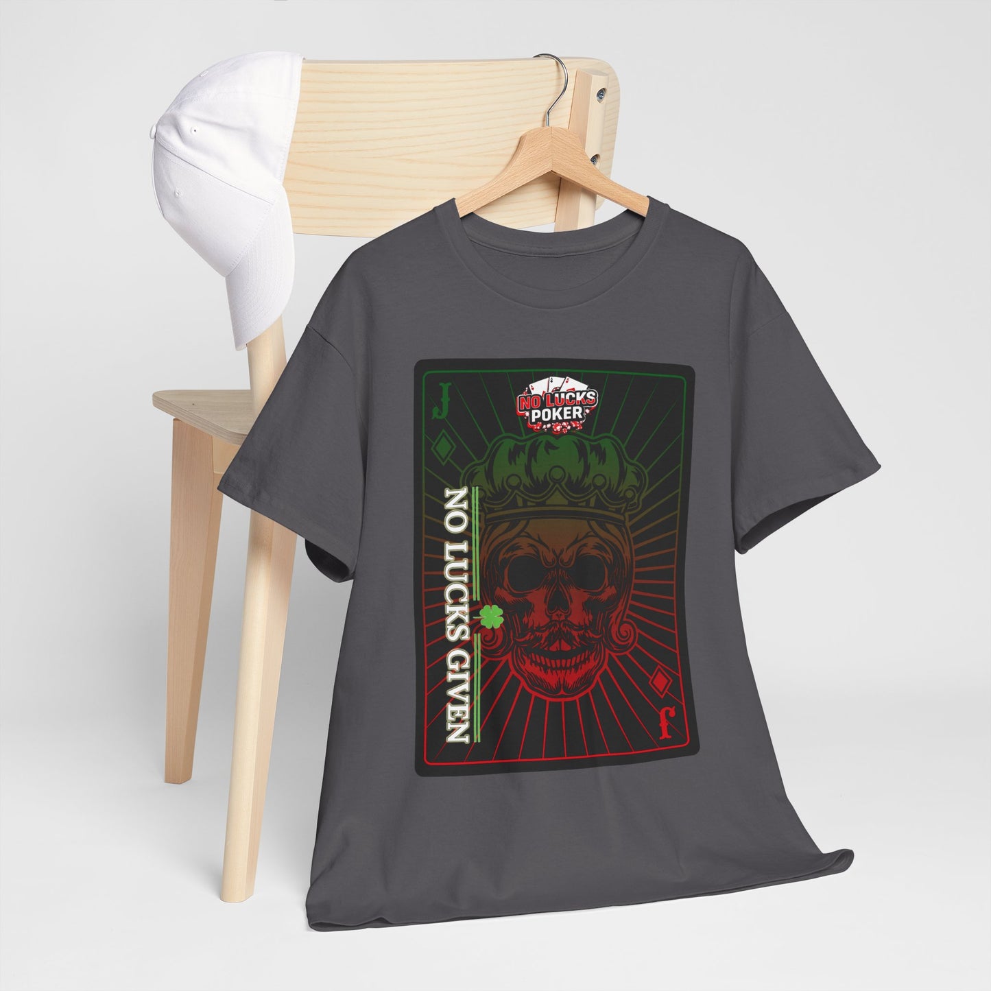 No Lucks Given – Jack Skull Crown Poker Tee (Green & Red Edition)