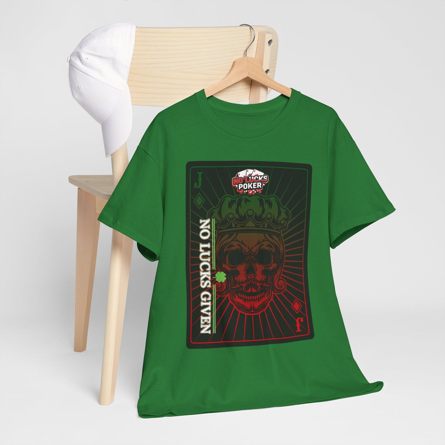 No Lucks Given – Jack Skull Crown Poker Tee (Green & Red Edition)
