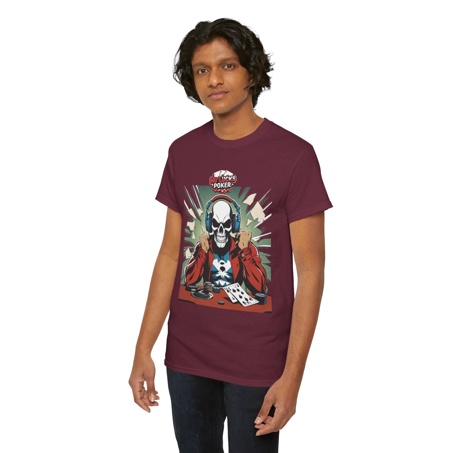 No Lucks Given – Poker Skull w/ Headphones Tee (Hero/Villain Edition)