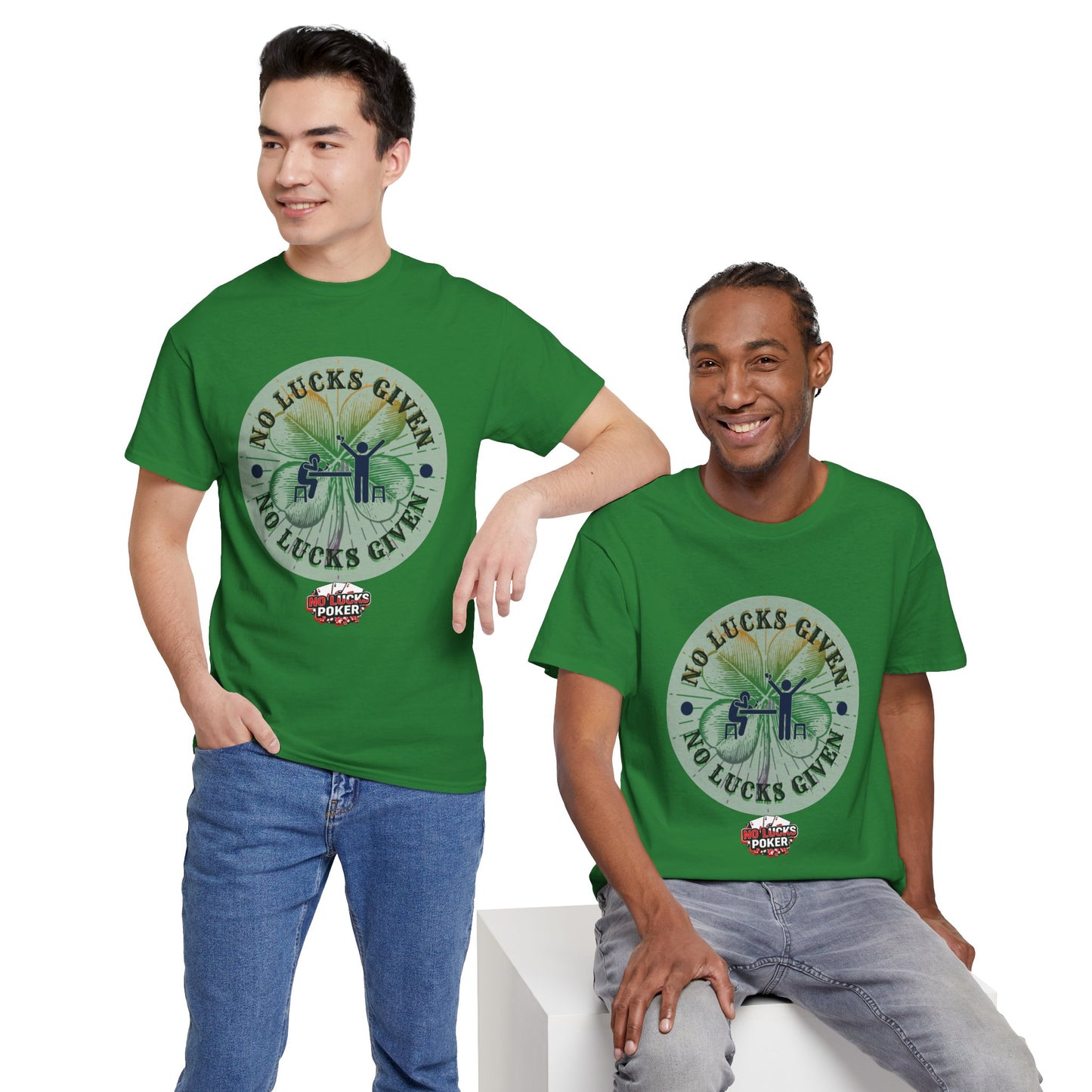 No Lucks Given – Large Clover Poker T-Shirt | Skill Over Luck